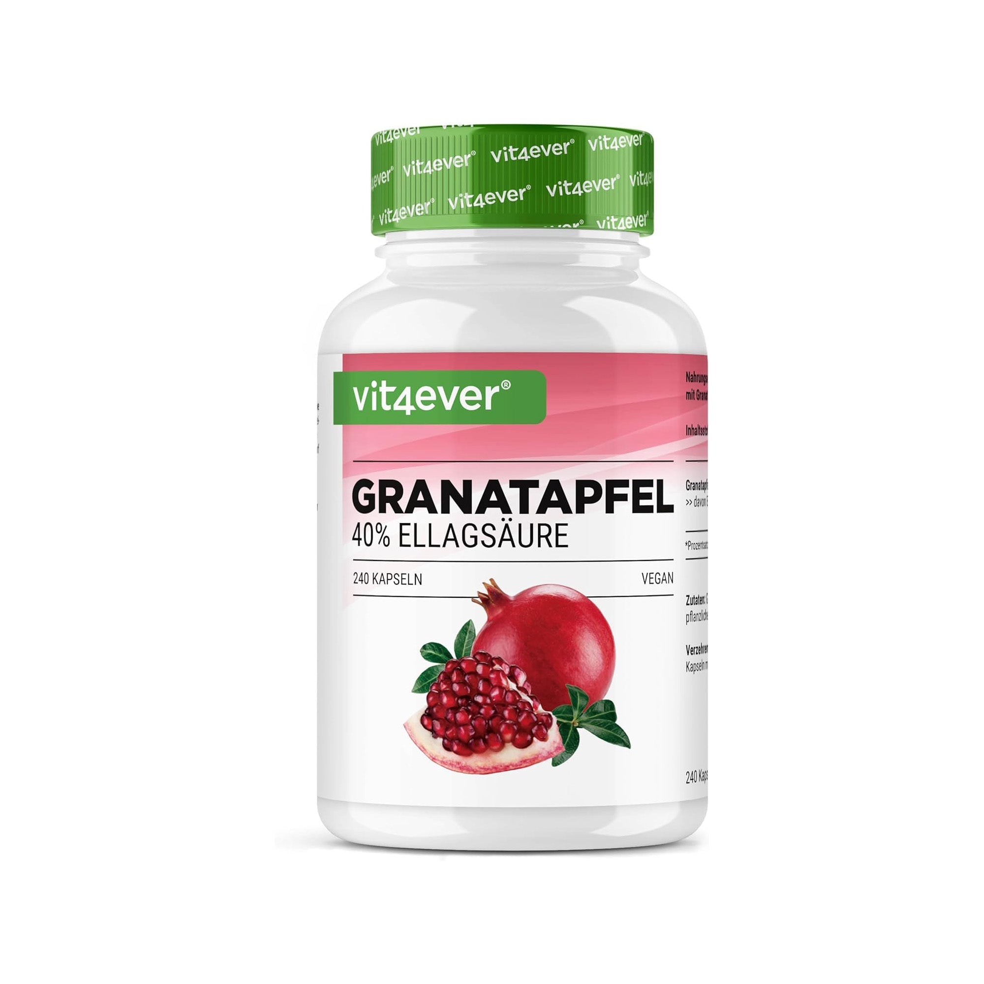 Vit4ever Granatapfelextrakt Dose - 240 Kapseln, 40% Ellagsäure