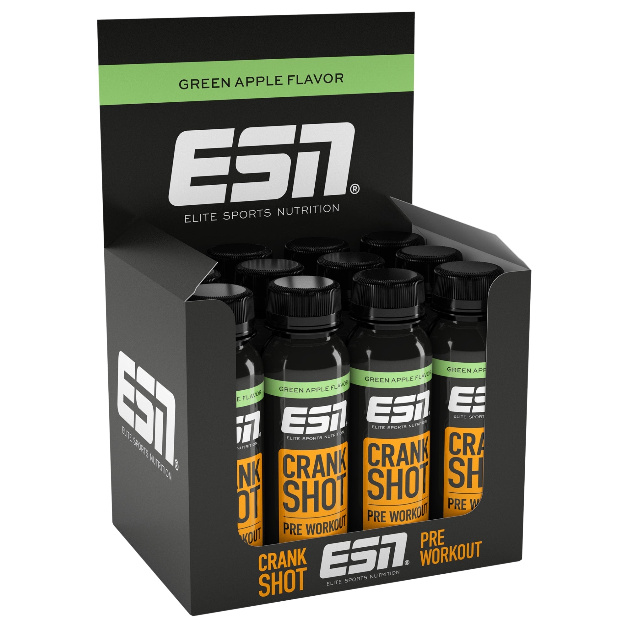 ESN Crank Shot Green Apple 12 x 95 ml pre-workout shot