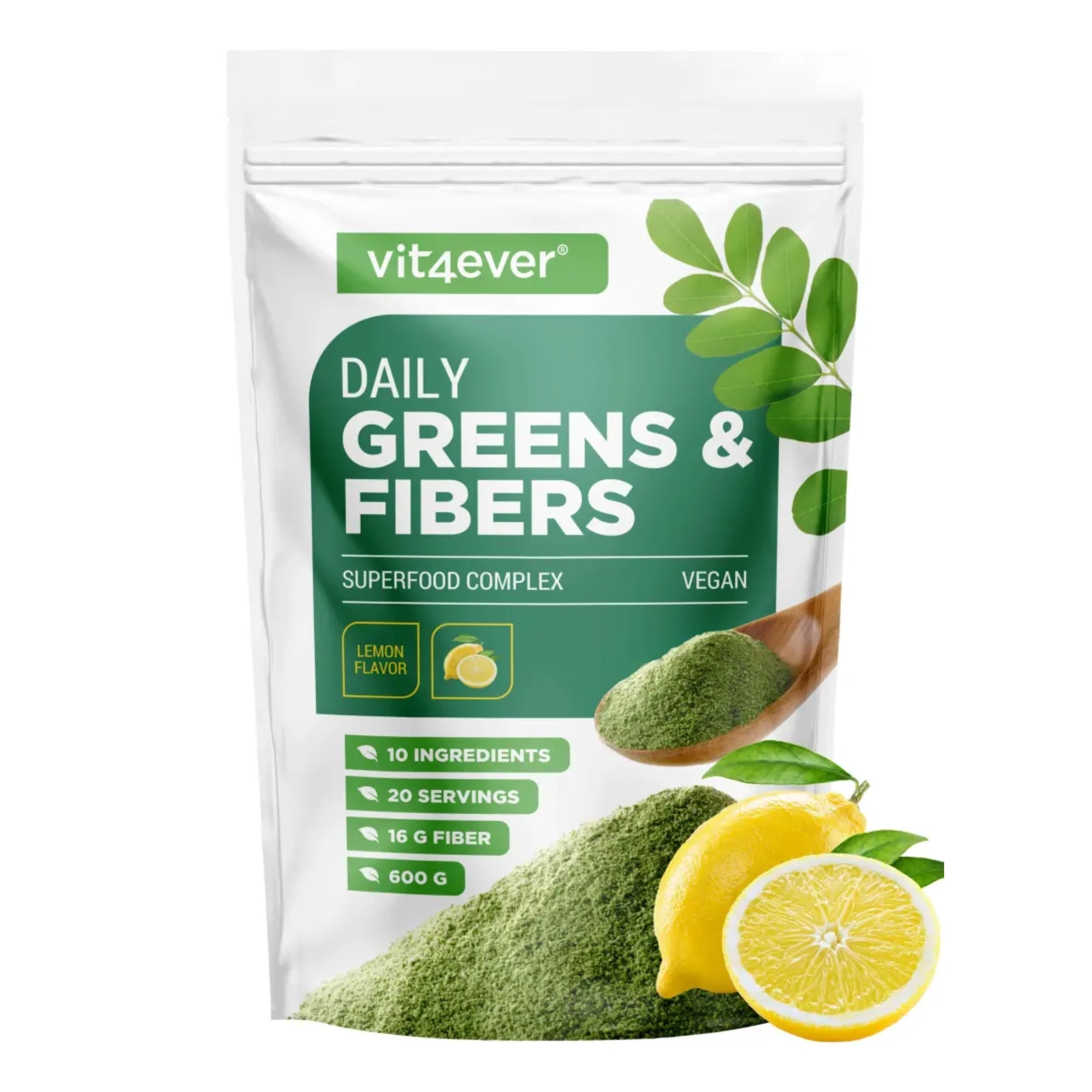 Vit4ever Daily Greens & Fibers Zitrone - 600 g