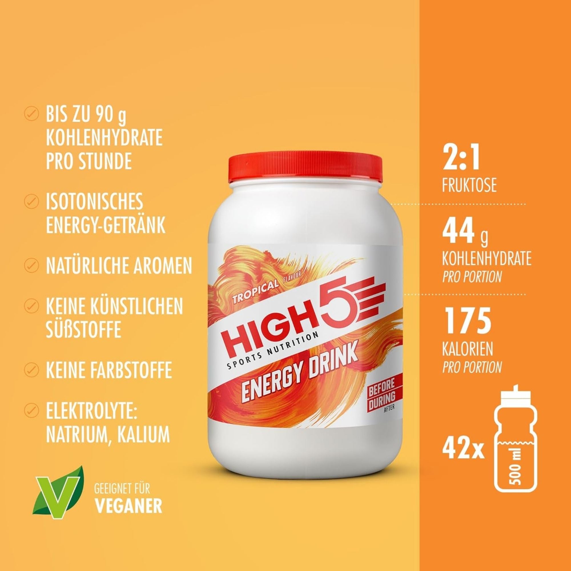HIGH5 Energy Drink Tropical | Kohlenhydrat-Elektrolytpulver