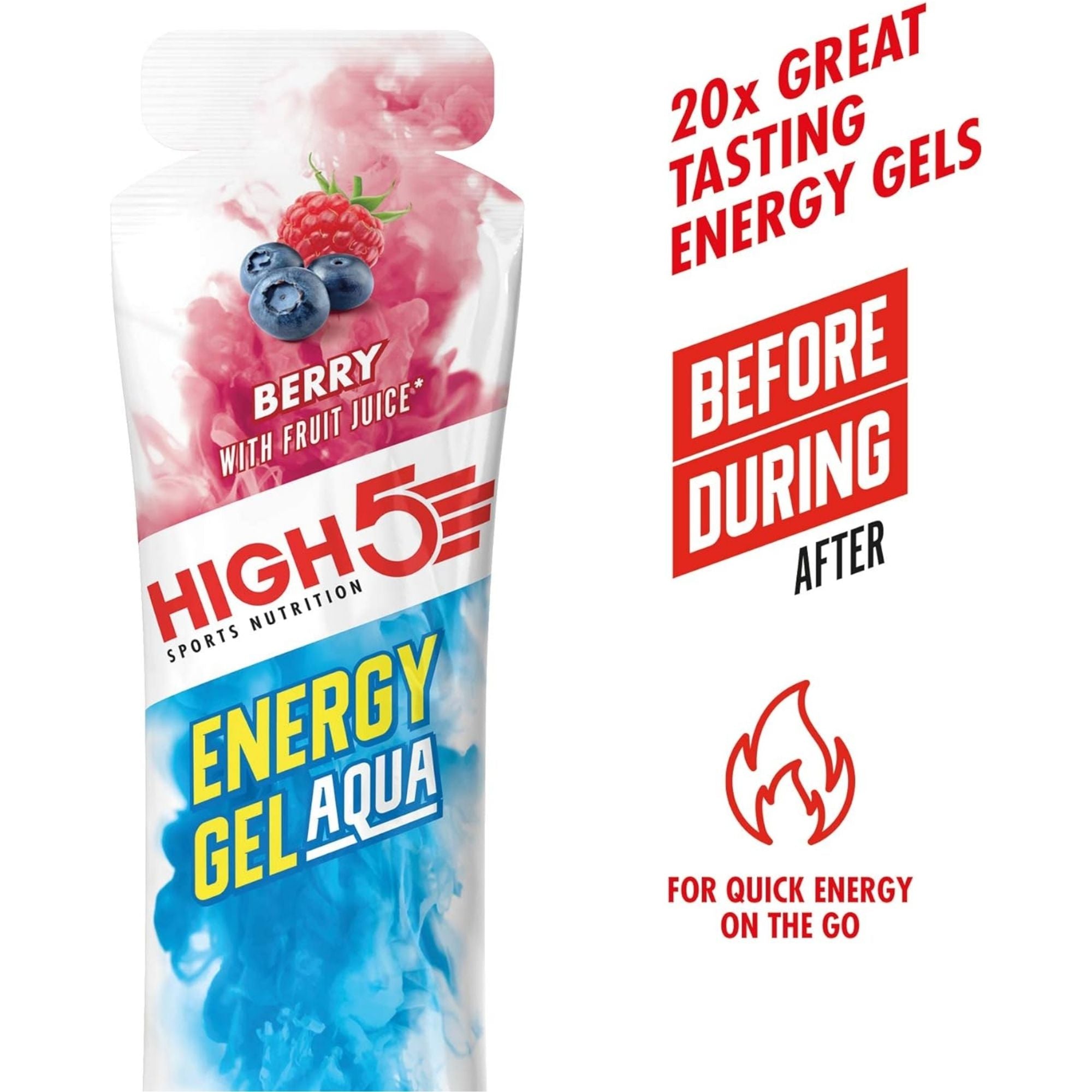 High5 Energy Gel Aqua Caffeine Beere | 23 g Kohlenhydrate pro Gel