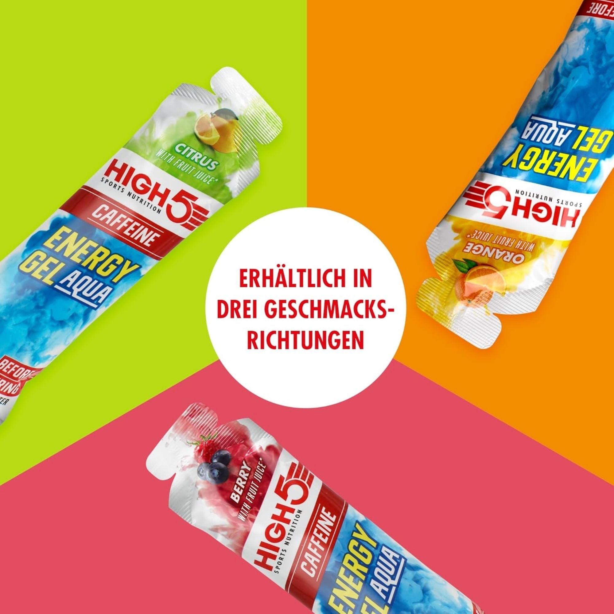 High5 Energy Gel Aqua Caffeine Citrus | 23 g Kohlenhydrate pro Gel