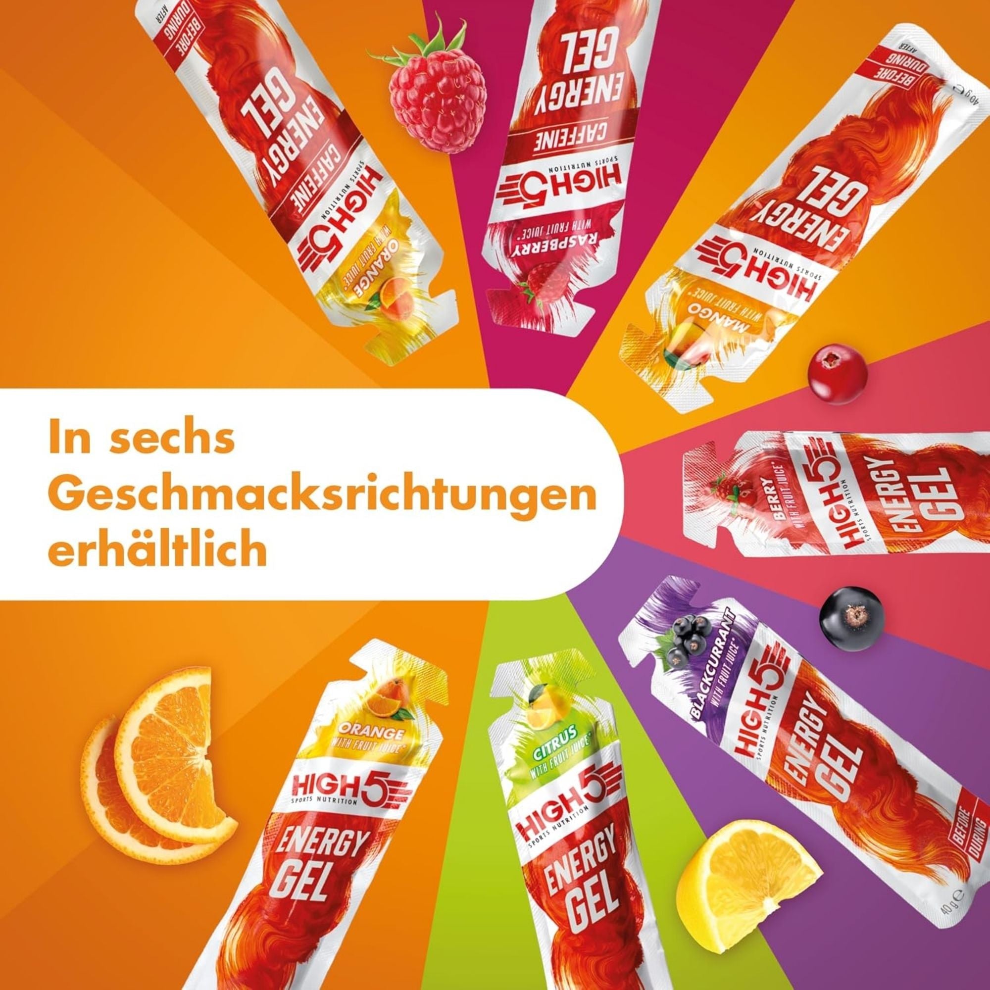 High5 Energy Gel Caffeine Orange | 23 g Kohlenhydrate pro Gel