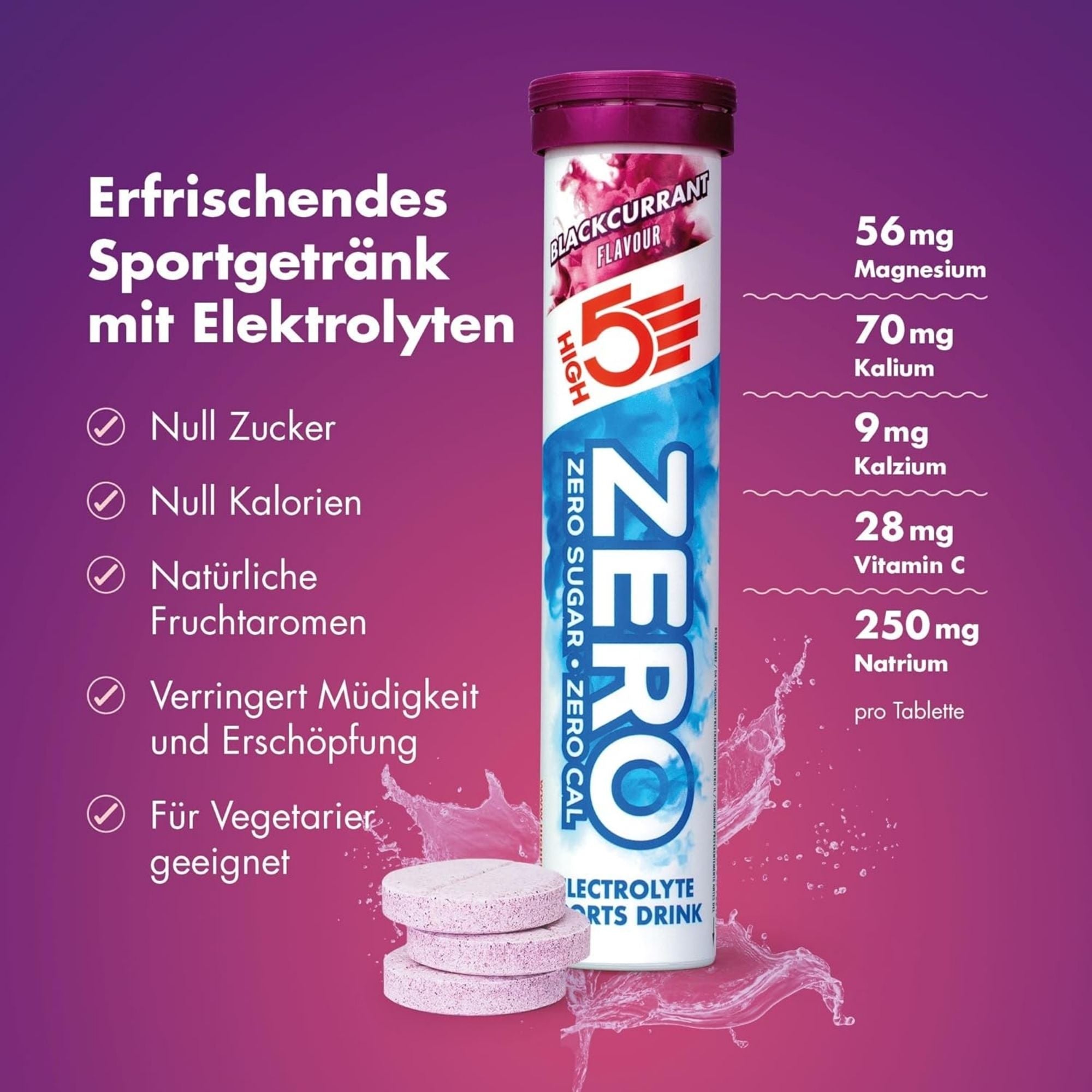 HIGH5 ZERO Schwarze Johannisbeere | Elektrolyt-Brausetabletten