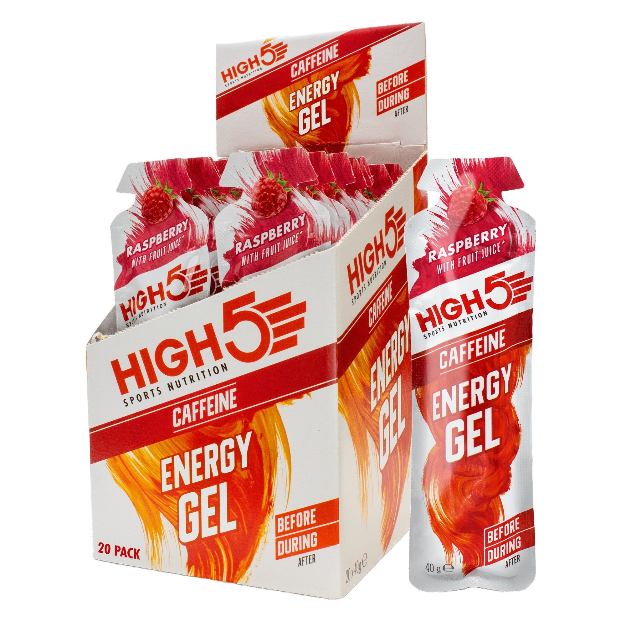 Raspberry High5 Energy Gel cafeïne 20 x 66 gr