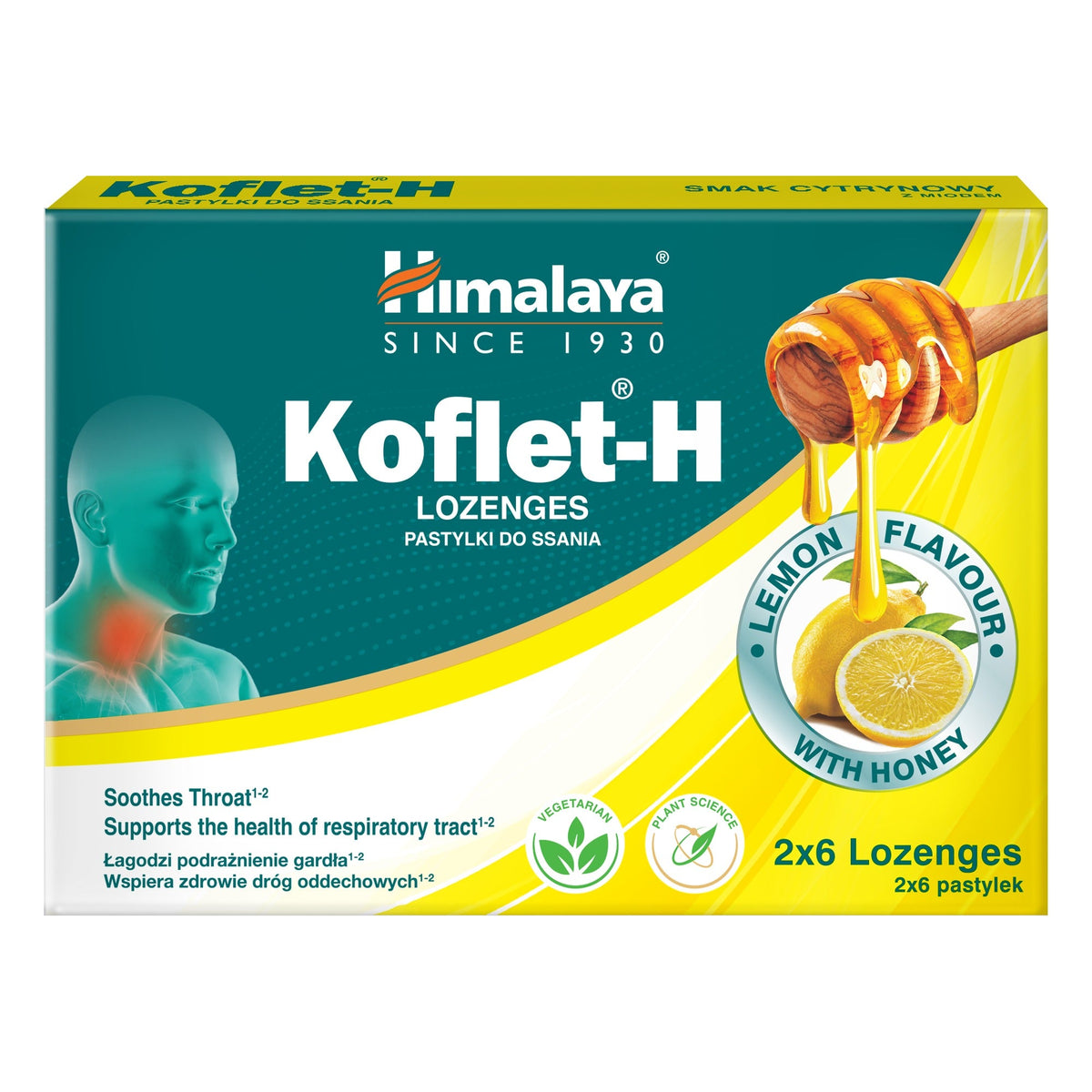 Koflet-H Lemon Lutschtabletten mit Honig - 12 Lutschtabletten - Himalaya