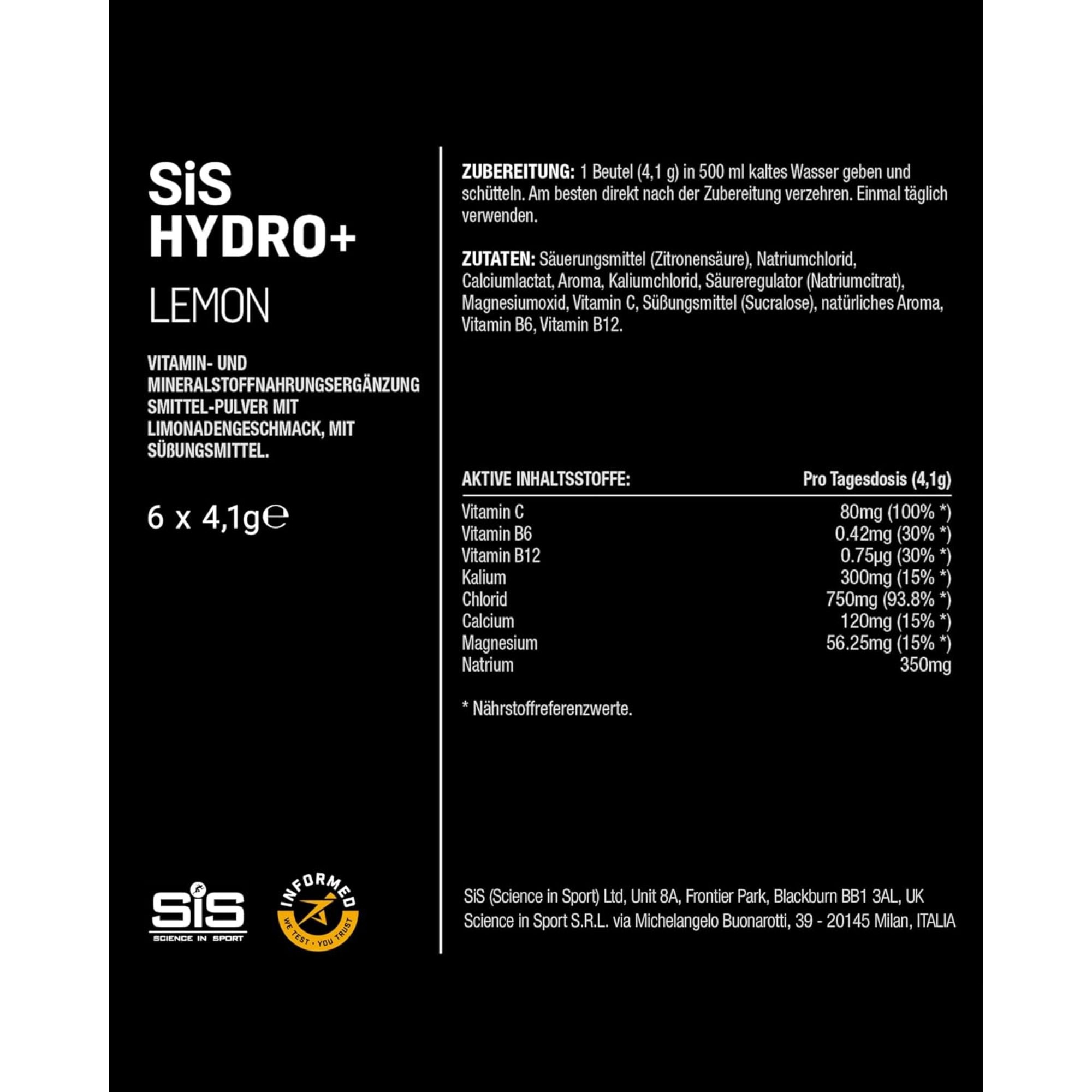 SiS Hydro+ Drink Mix | Elektrolyte | Lemon | 6er-Pack