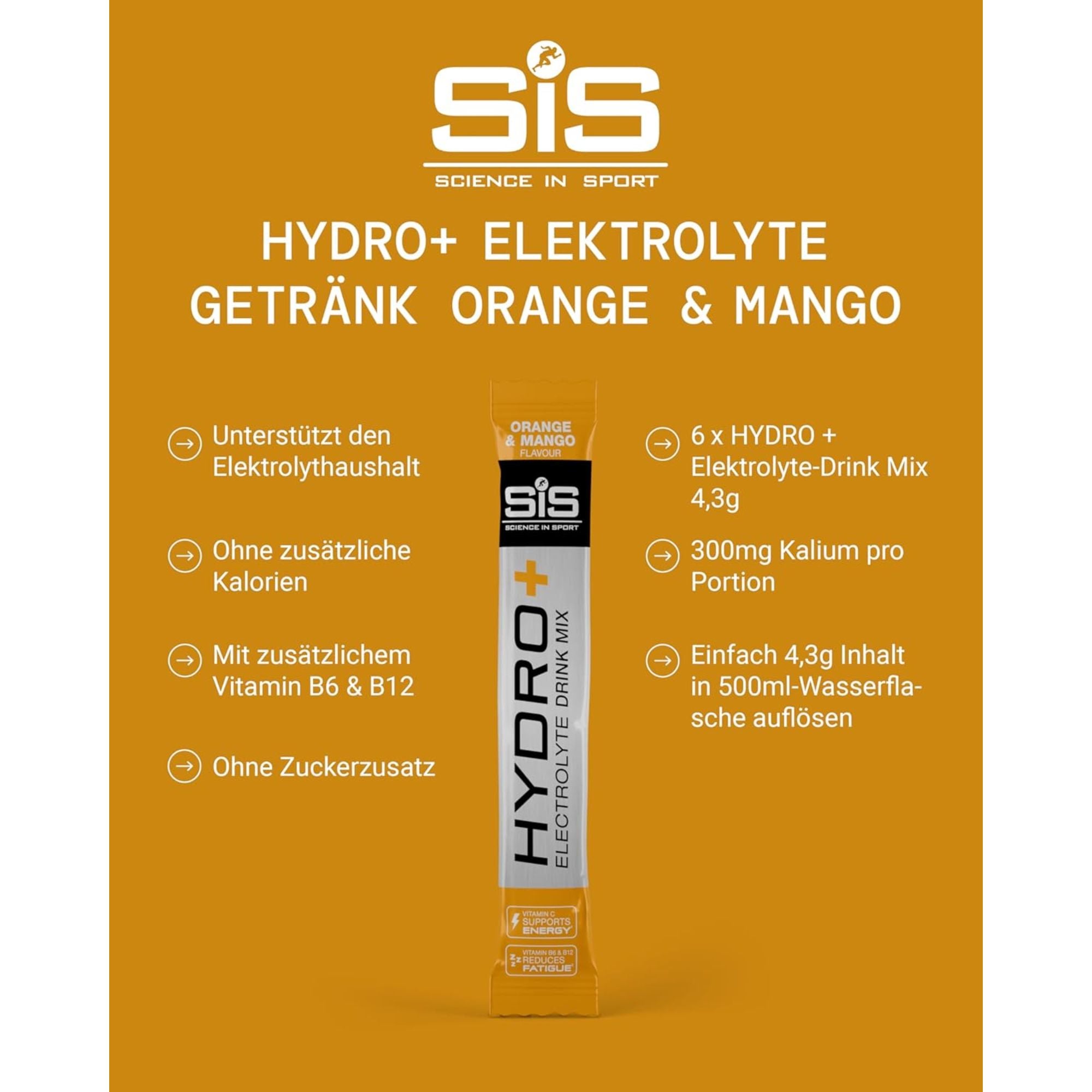 SiS Hydro+ Drink Mix | Elektrolyte | Orange Mango | 6er-Pack
