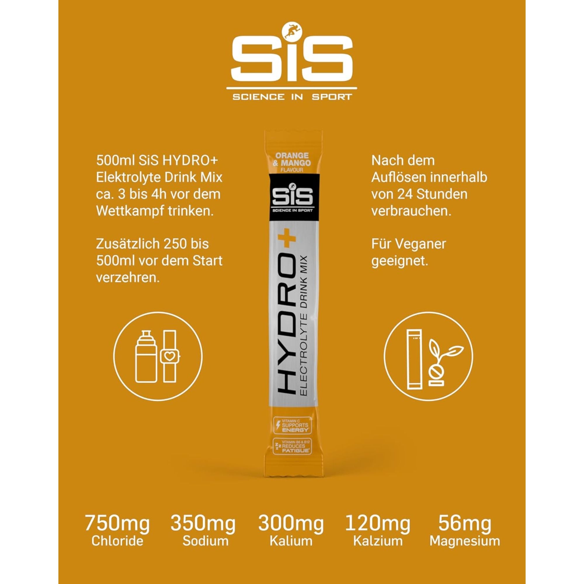 SiS Hydro+ Drink Mix | Elektrolyte | Orange Mango | 6er-Pack