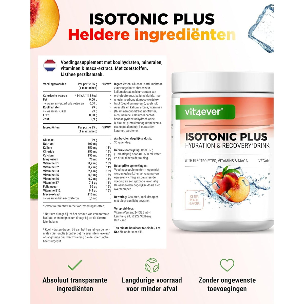 Isotonic Plus | Elektrolyte + B-Vitamine | Beerenmix | 1050 g | Vit4ever