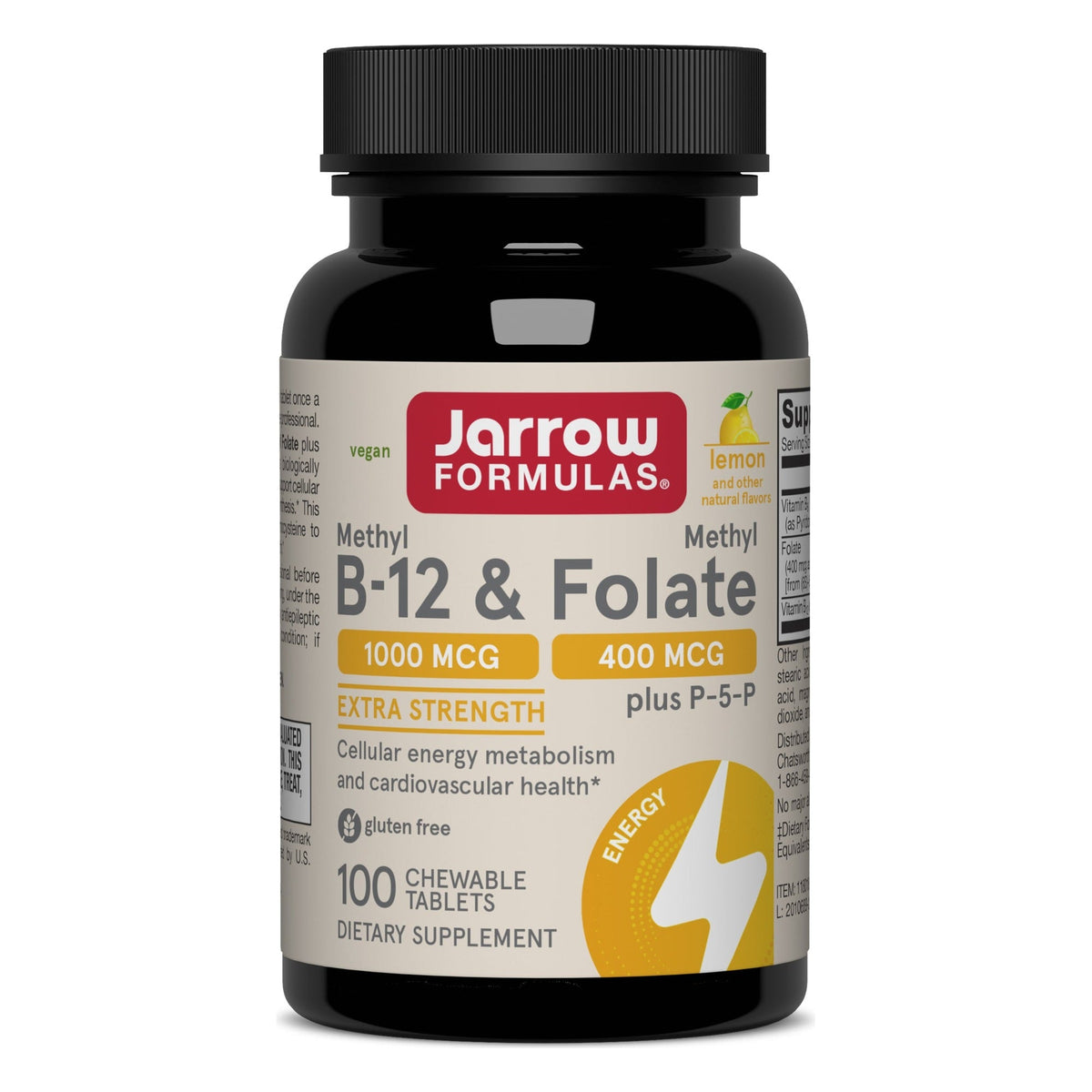 Methyl B12 1000mcg & Methylfolat 400mcg Zitrone - 100 Kautabletten - Jarrow Formulas