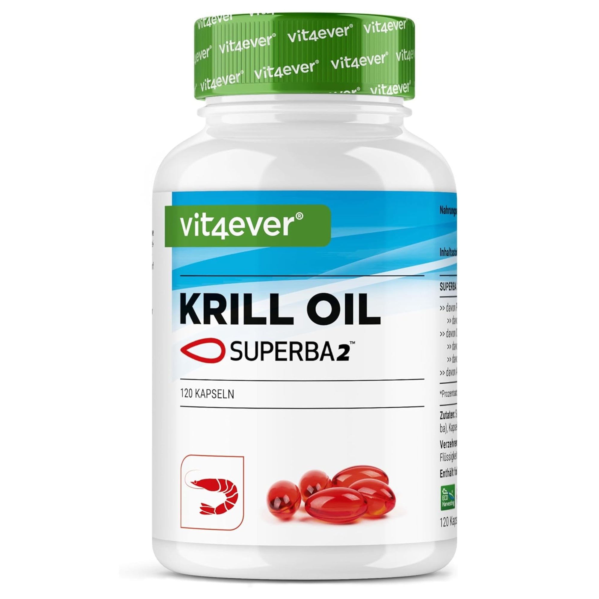 Vit4ever Krillöl Superba2 mit Omega 3 & Astaxanthin - 120 Softgels