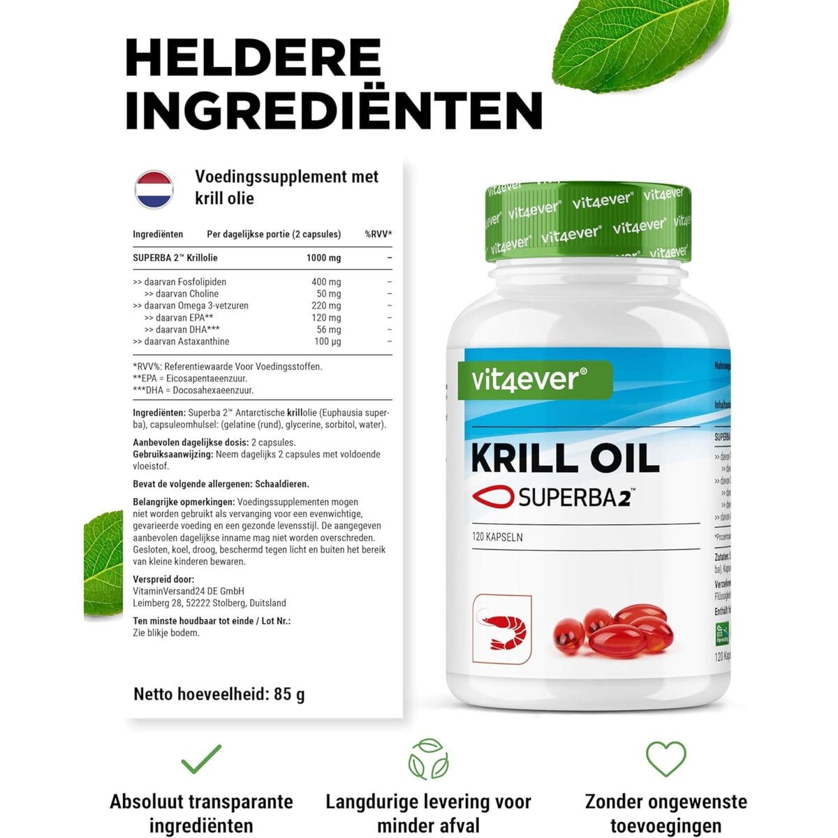Krillöl Superba2 mit Omega 3 & Astaxanthin | 120 Softgels | Vit4ever