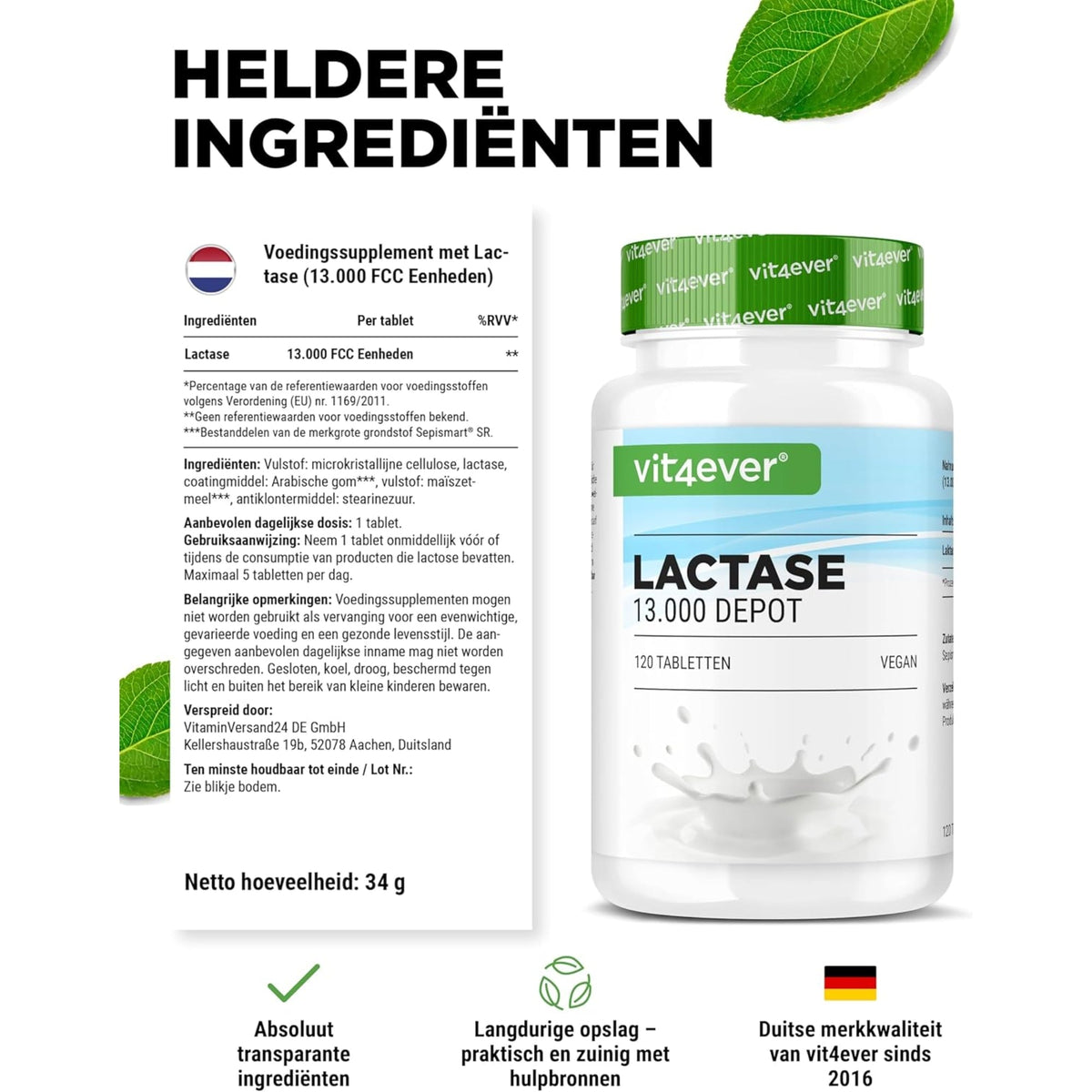 Vit4ever Lactase 13.000 Depot – Verpackung Rückseite