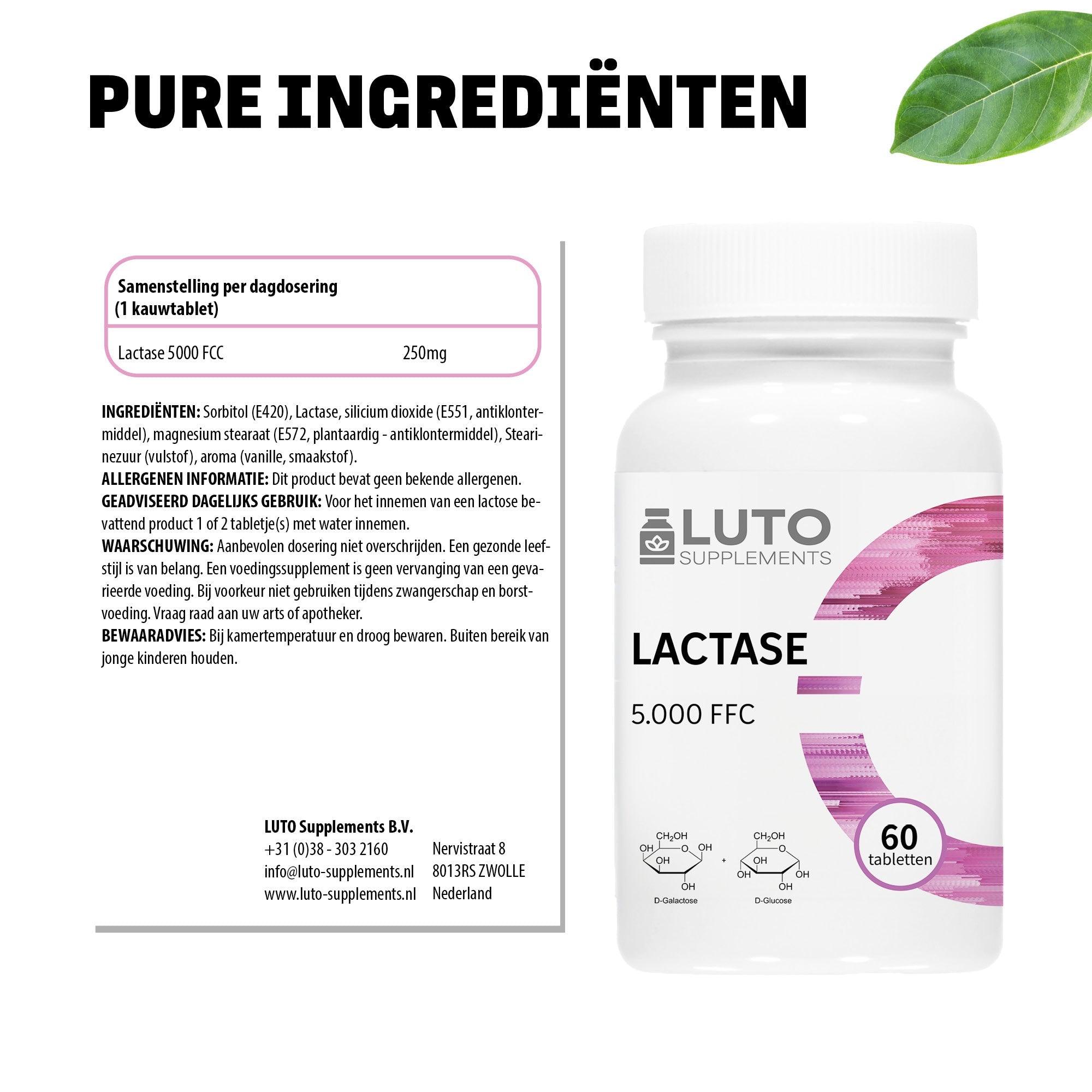 Lactase 5.000 FCC | 60 Tabletten | LUTO Supplements