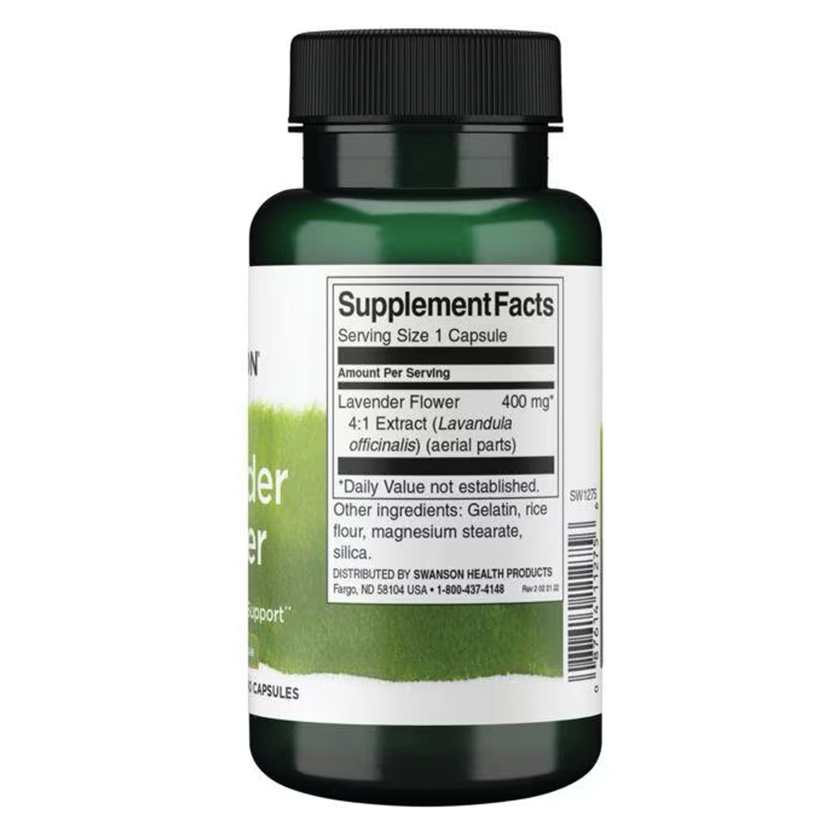 Swanson Lavendel-Extrakt 4:1 400mg 60 Kapseln – Produktverpackung Vorderseite