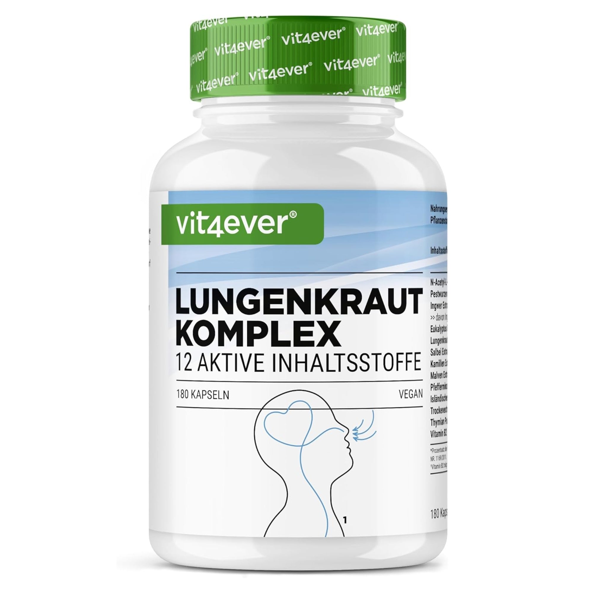 Vit4ever Lungenkraut Atemwege-Komplex mit NAC & Kräutern - 180 Kapseln