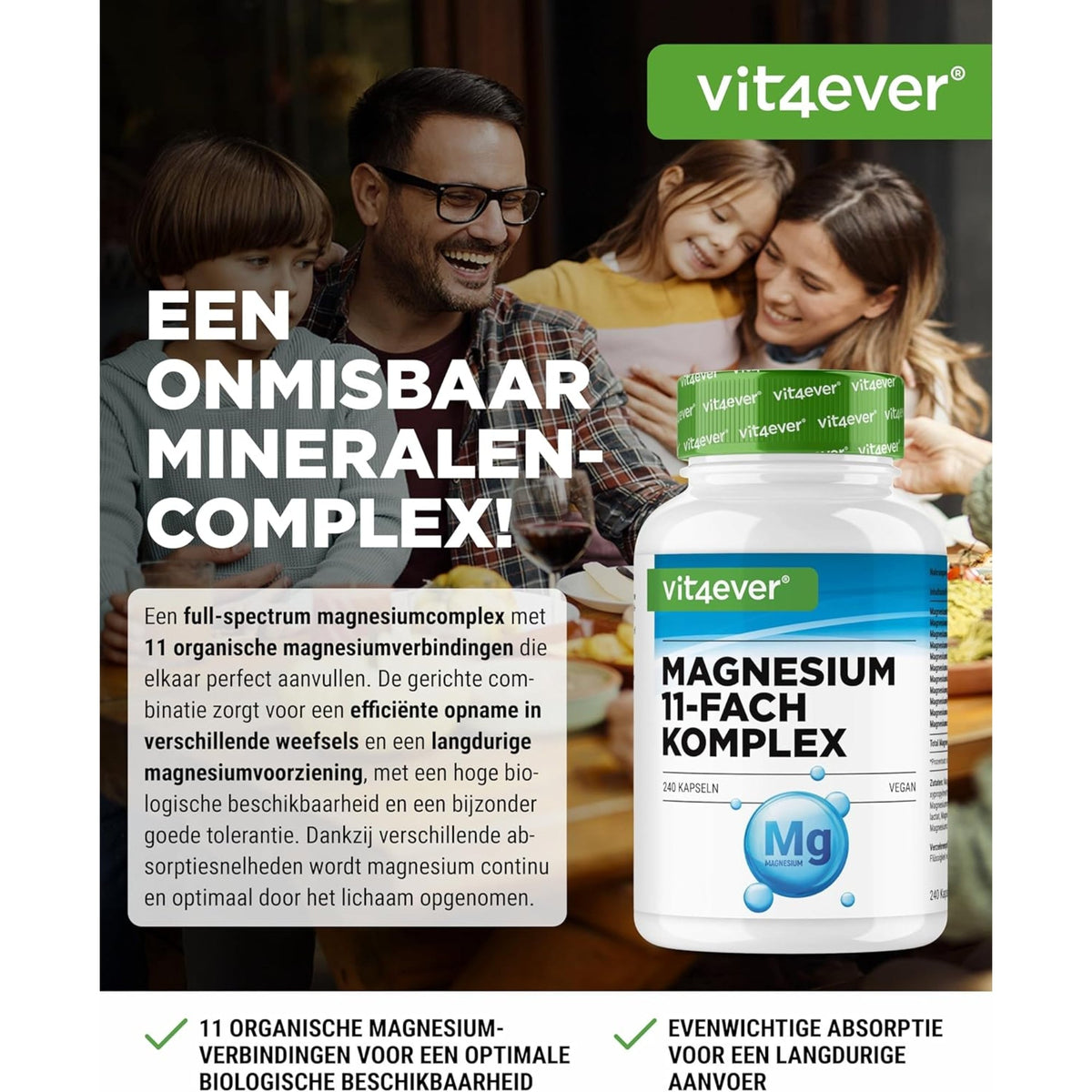 Magnesium 11-fach Komplex | 240 Kapseln | Vit4ever