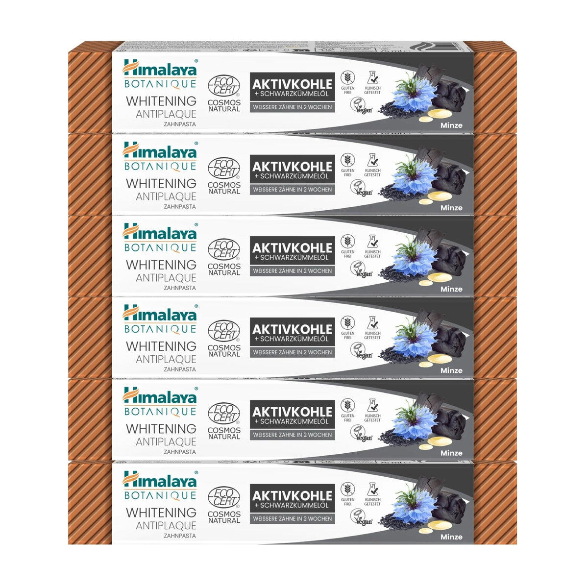 Himalaya Botanique Whitening Antiplaque Charcoal + Black Seed Oil Zahnpasta | 75 ml | Himalaya