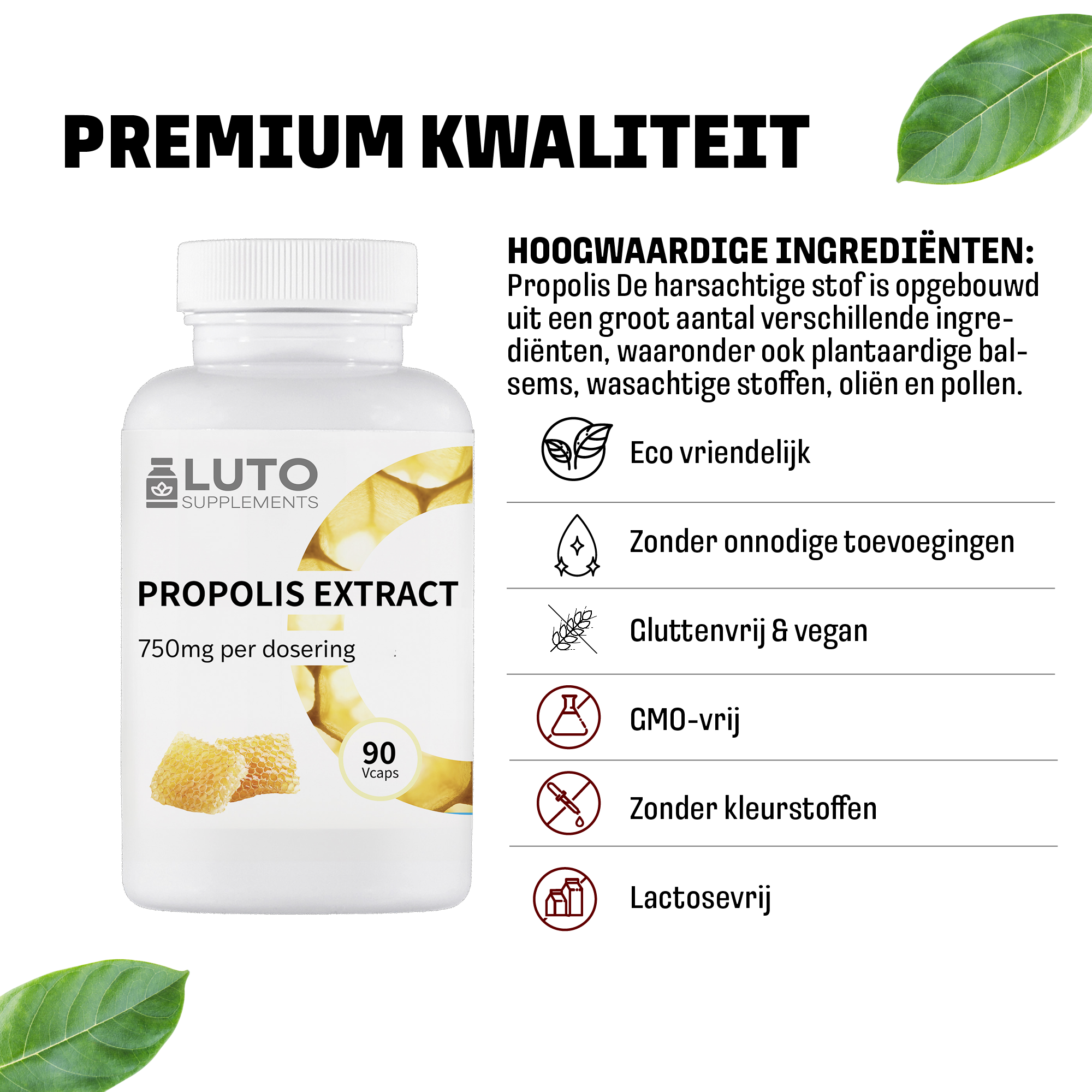 Propolis Extrakt 750 mg | 90 Kapseln | LUTO Supplements