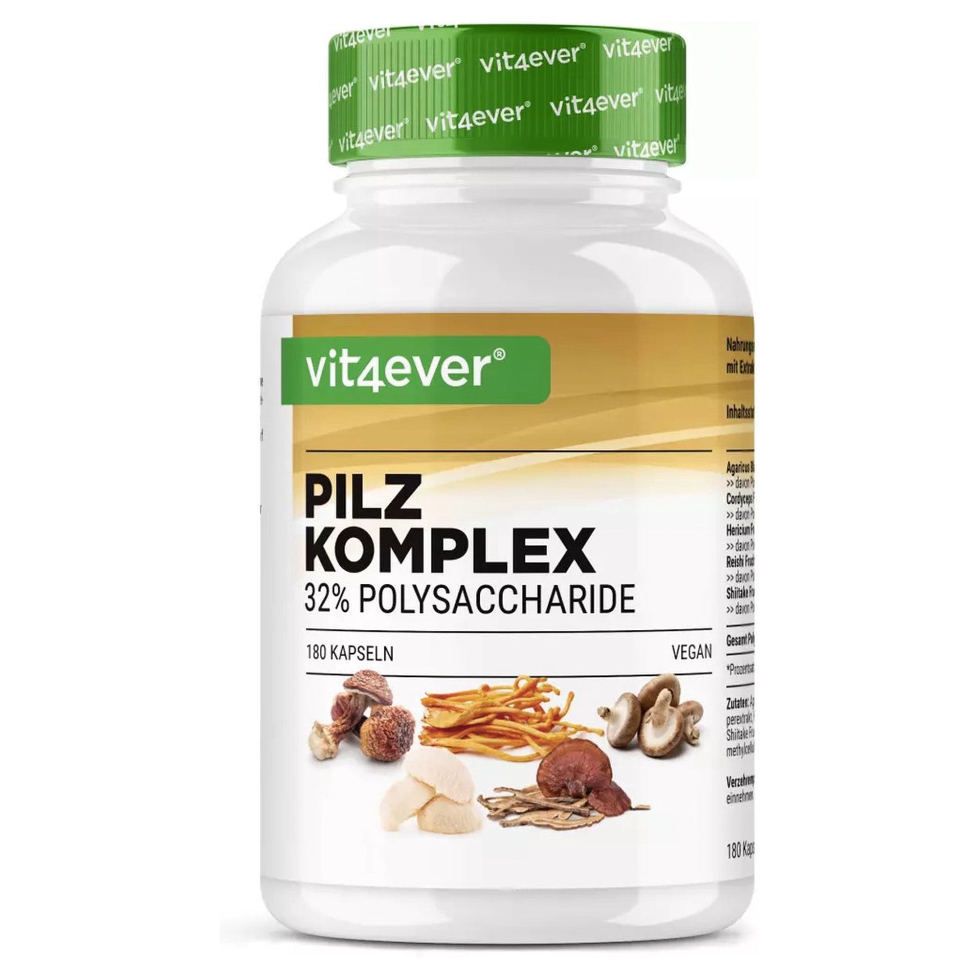Pilze Komplex Kapseln - Lion's Mane, Cordyceps, Reishi - 180 Stück