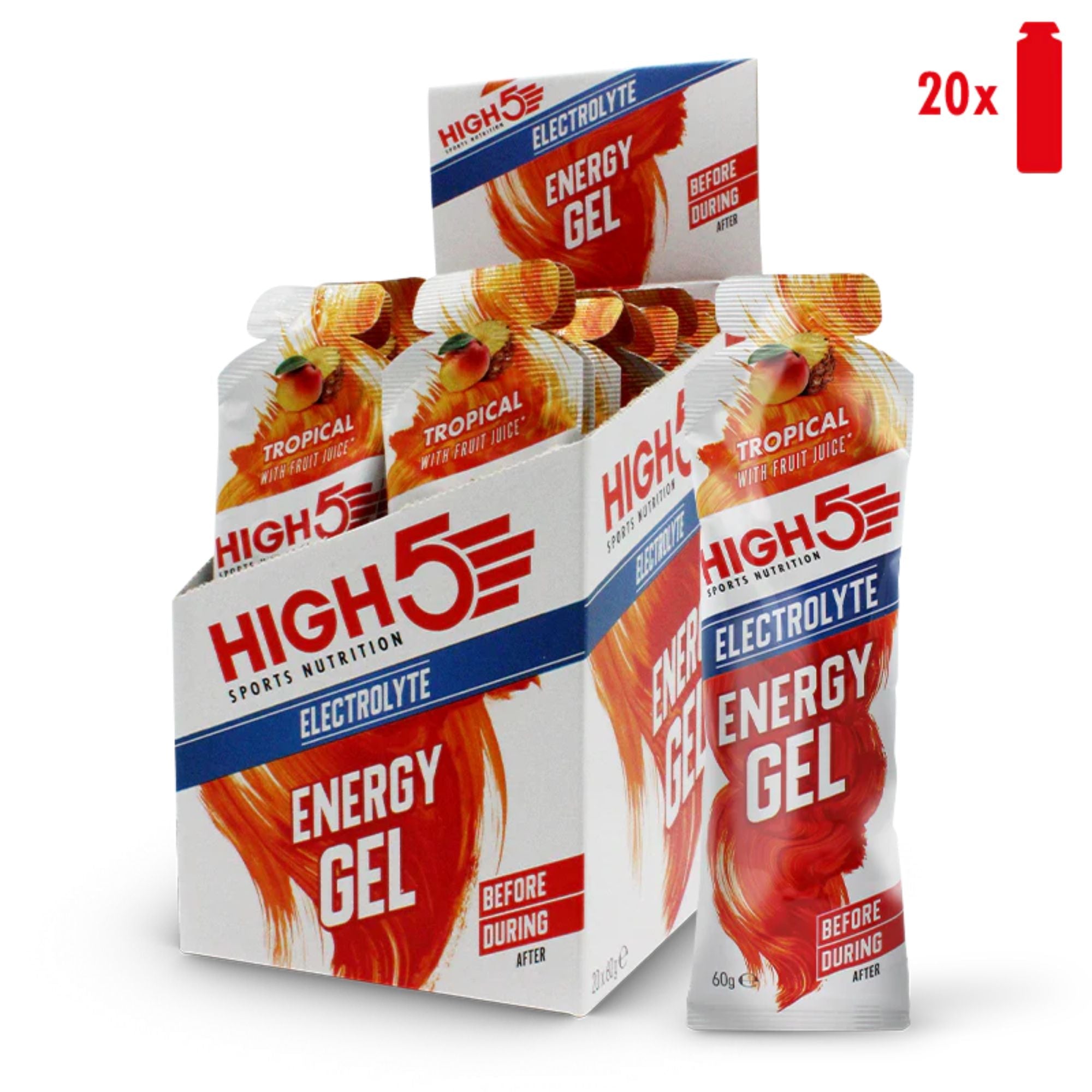 High5 Energy Gel Electrolyte Tropical | 23 g Kohlenhydrate pro Gel