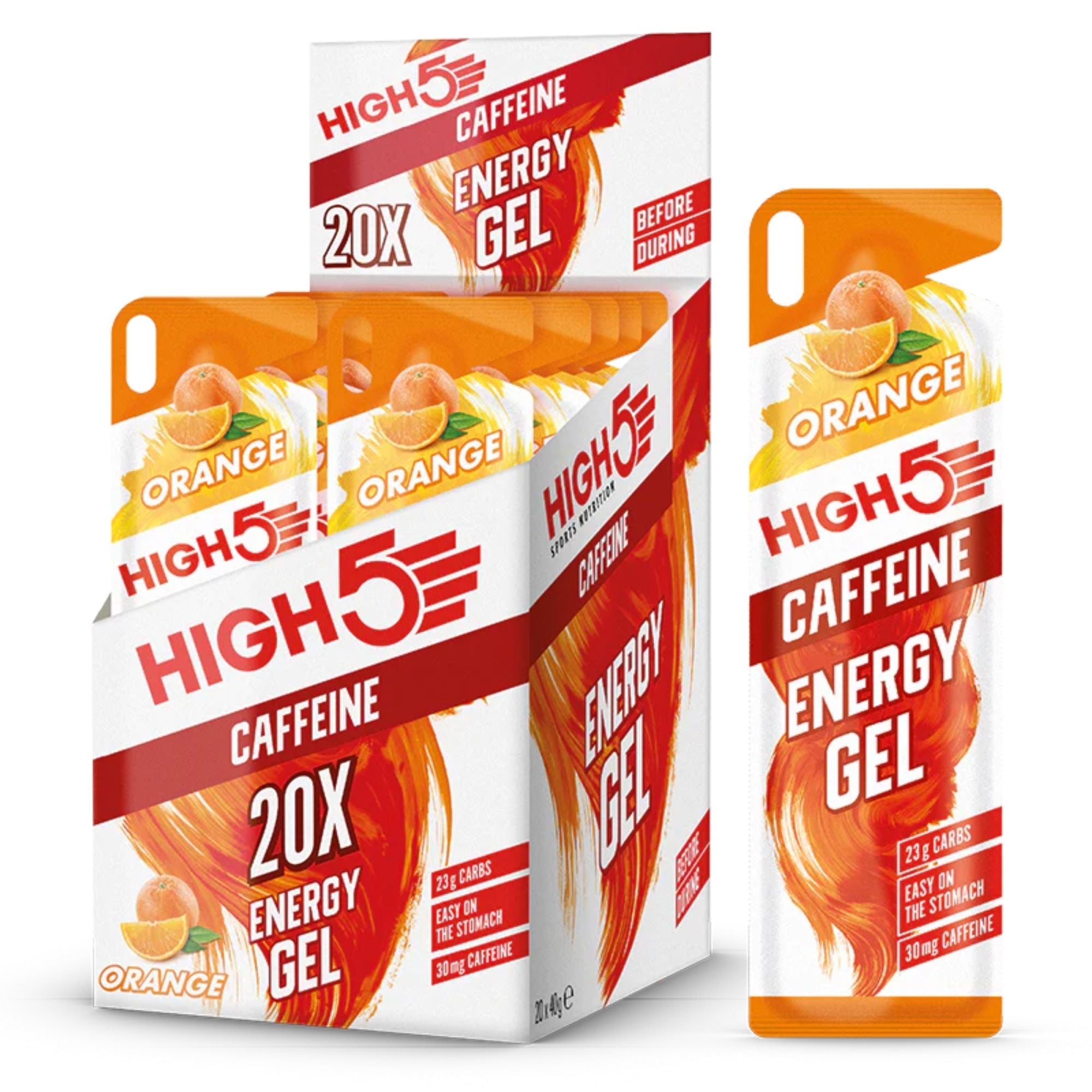 High5 Energy Gel Caffeine Orange | 23 g Kohlenhydrate pro Gel