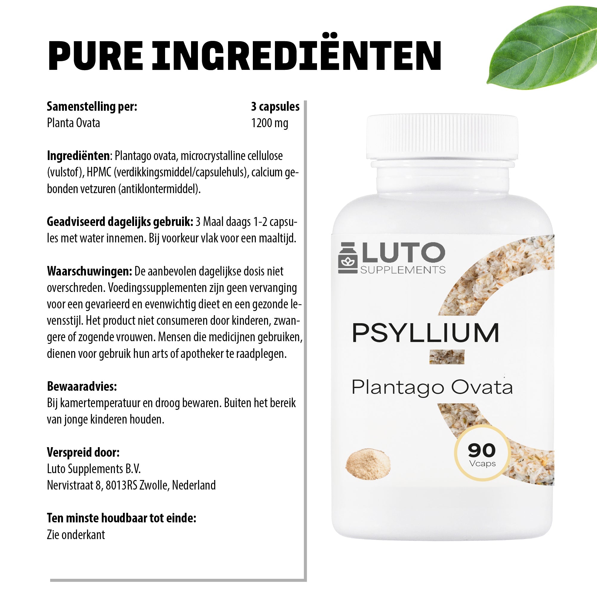 Psyllium (Plantago Ovata) | 90 Kapseln | LUTO Supplements