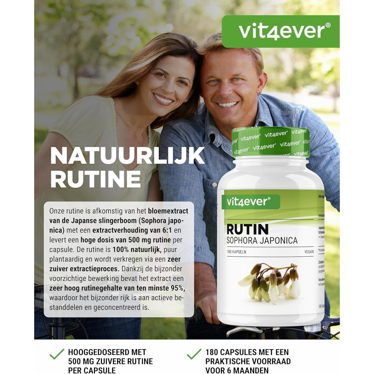 Rutin 500 mg | Sophora Japonica Extrakt | 180 Kapseln | Vit4ever