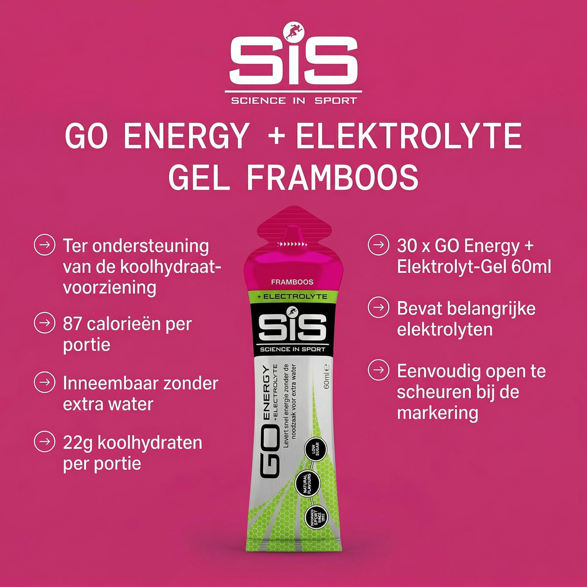 SiS Go Isotonic Energygel + Electrolyte Raspberry - isotone gel met natrium