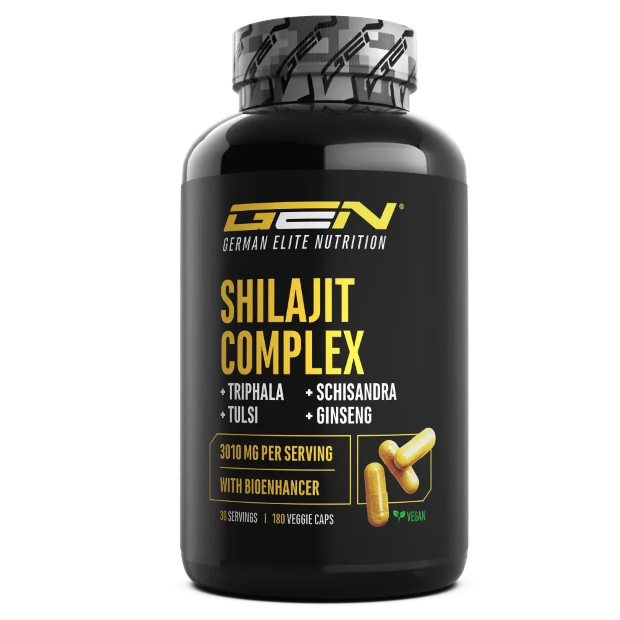 Shilajit Complex (Shilajit, Triphala, Tulsi, Ginseng, Schisandra & Piperine) | 180 Kapseln | German Elite Nutrition