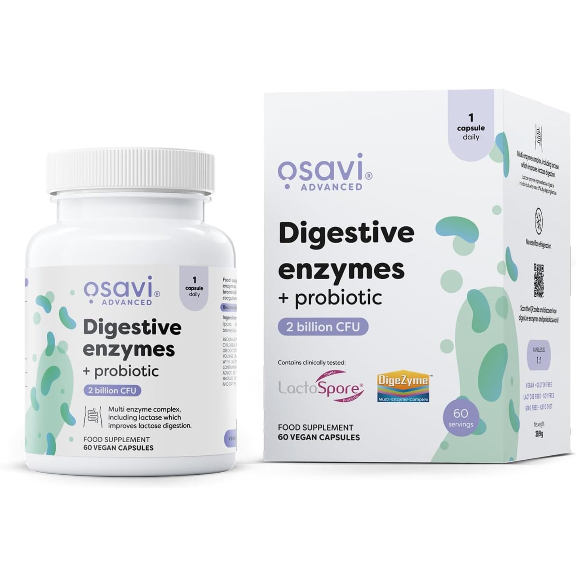 Osavi Verdauungsenzyme mit Probiotikum – vegane Kapseln mit DigeZyme und LactoSpore