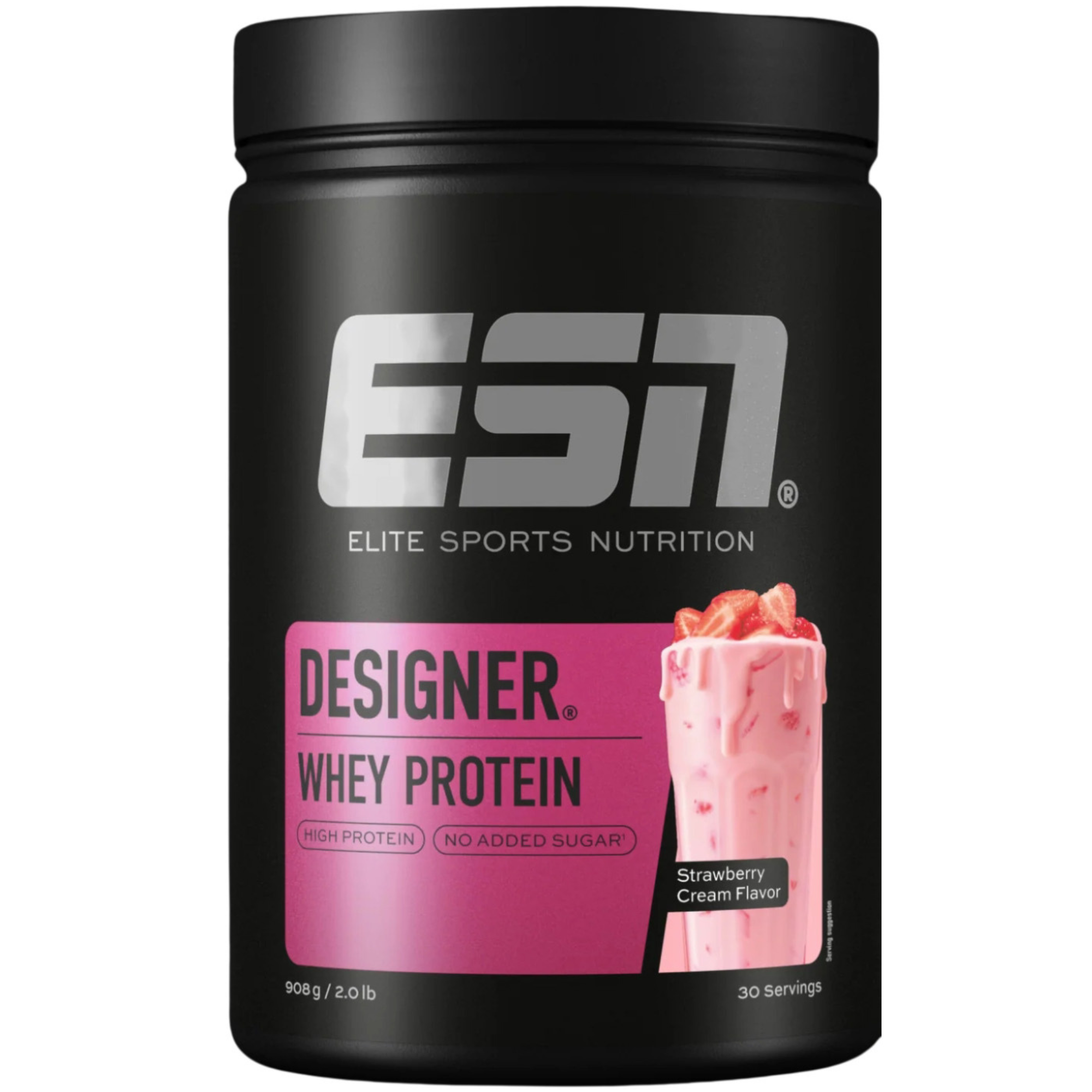 ESN Designer Whey Protein Strawberry Cream 908 gram - wei-eiwitpoeder met 25g eiwit per portie, suikervrij | kopen in Nederland en België