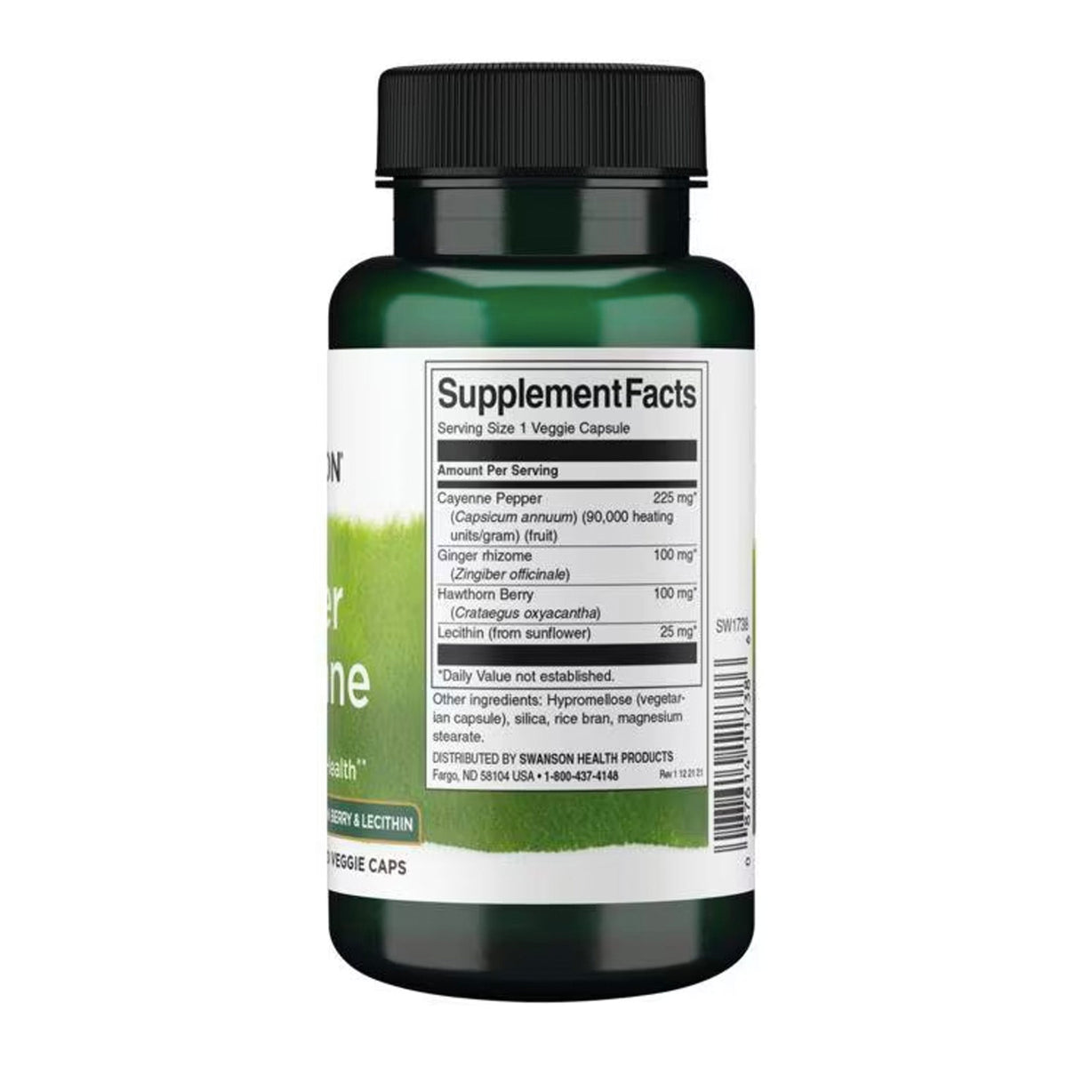 Swanson Super Cayennepfeffer Complex 100 pflanzliche Kapseln – Produktverpackung Vorderseite