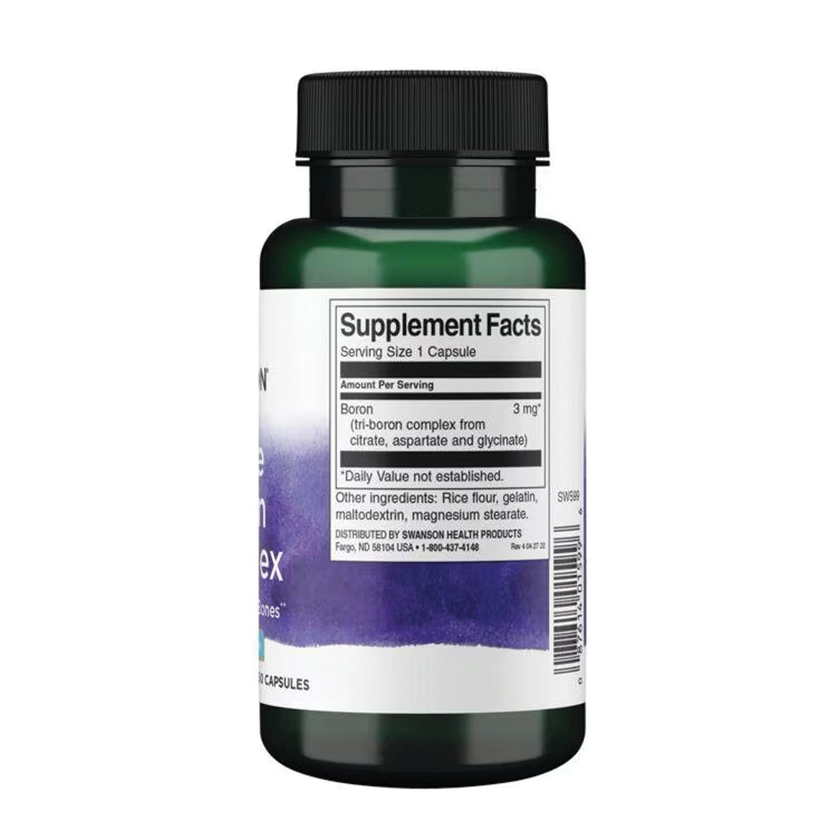 Swanson Triple Boron Complex (3mg) 250 Kapseln – Produktverpackung Vorderseite