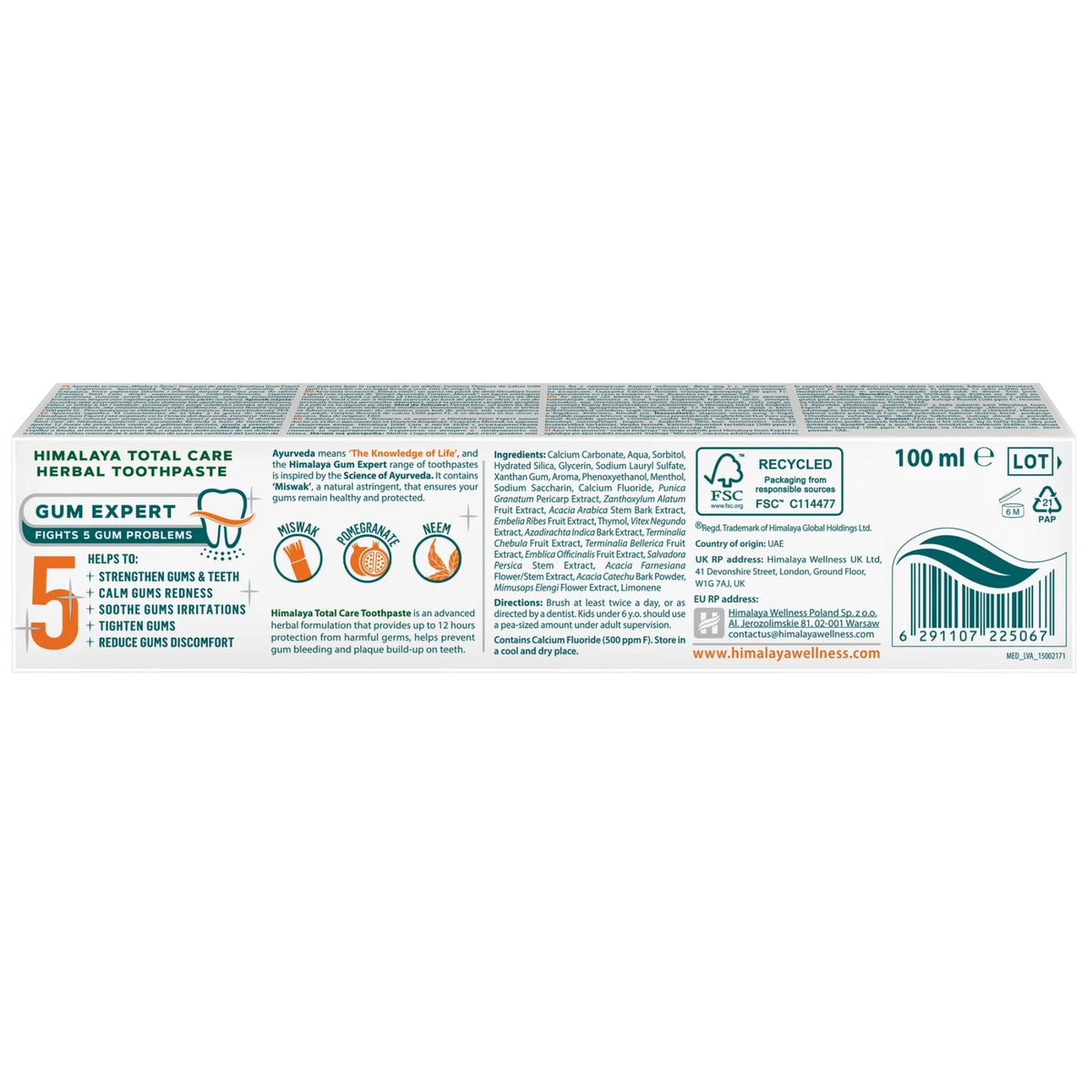 Total Care Kräuterzahnpasta (Total Care Herbal Toothpaste) | 100 ml | Himalaya
