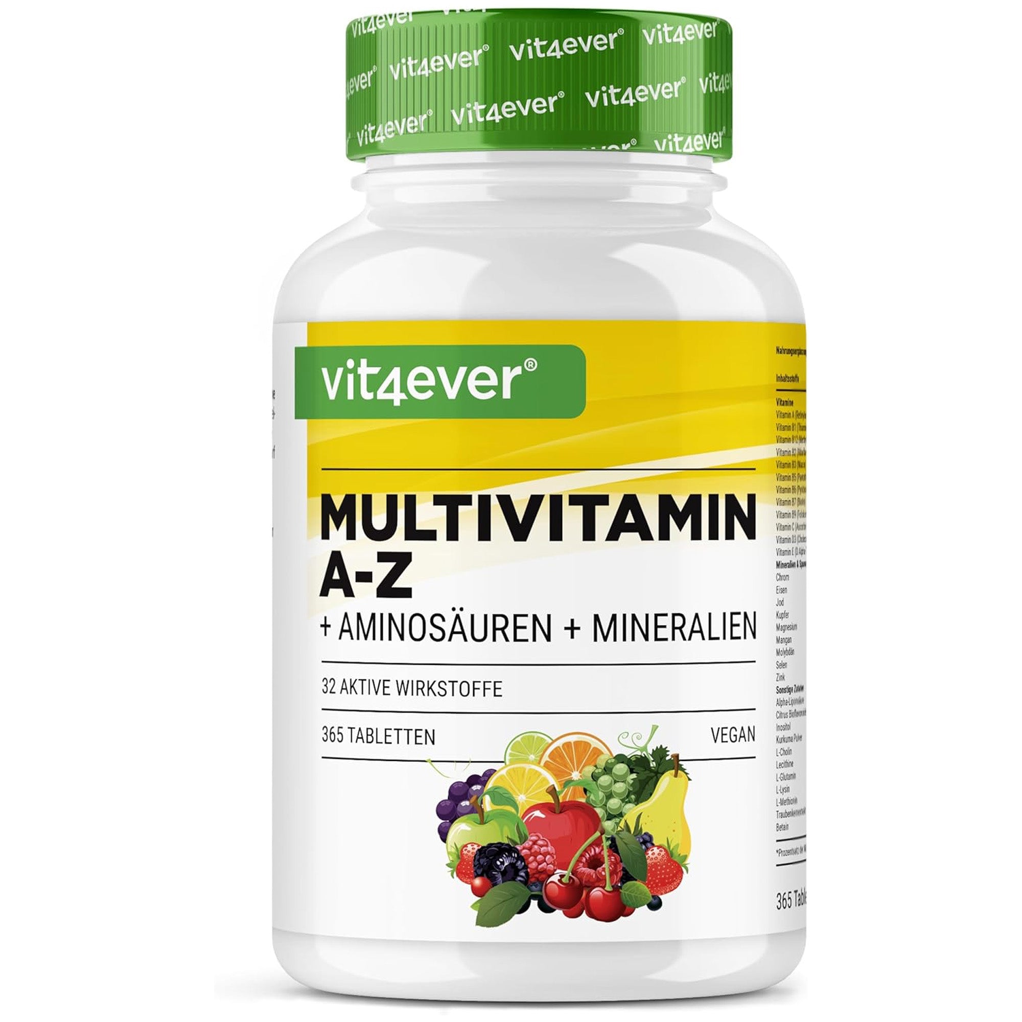 Vit4ever Multivitamin A-Z + Aminosäuren + Mineralien - 365 Tabletten
