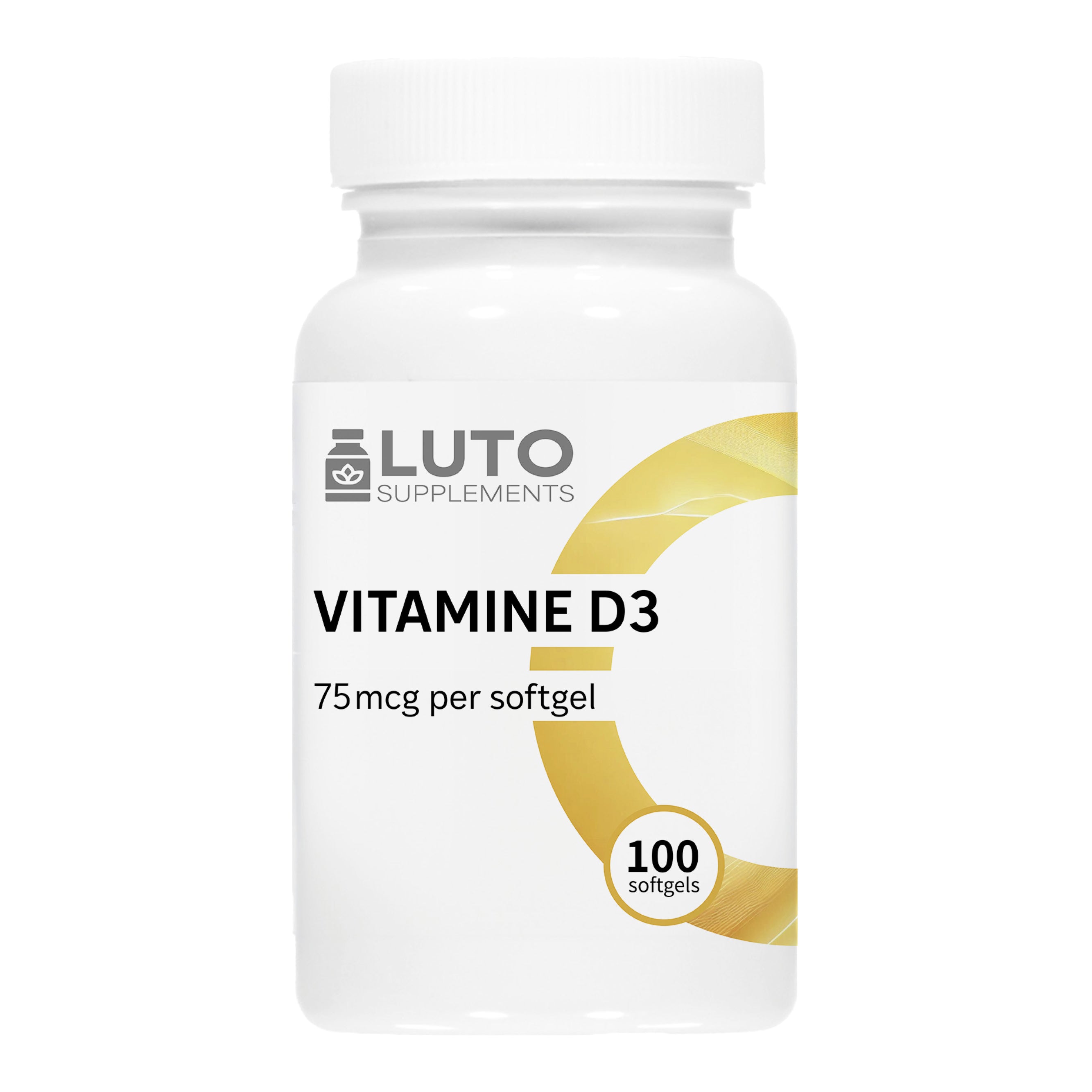 LUTO Supplements Vitamine D3 Cholecalciferol 75mcg 3000 IU 100 softgels met olijfolie | kopen in Nederland en België