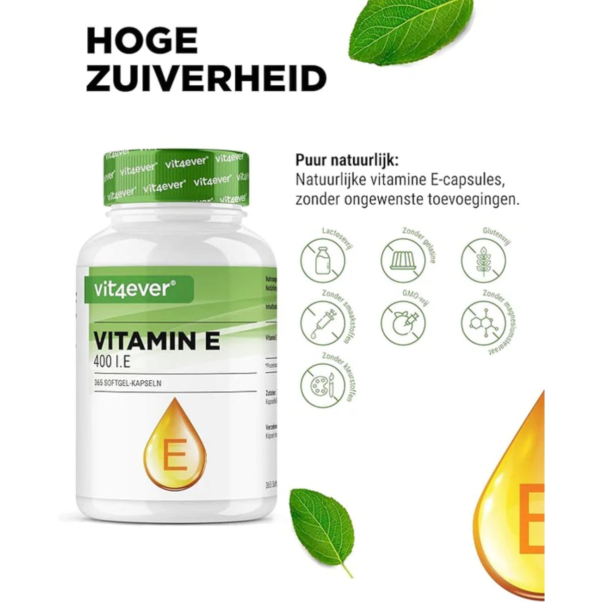 Vitamin E 400 I.E. 268 mg | 365 Softgels | Vit4ever