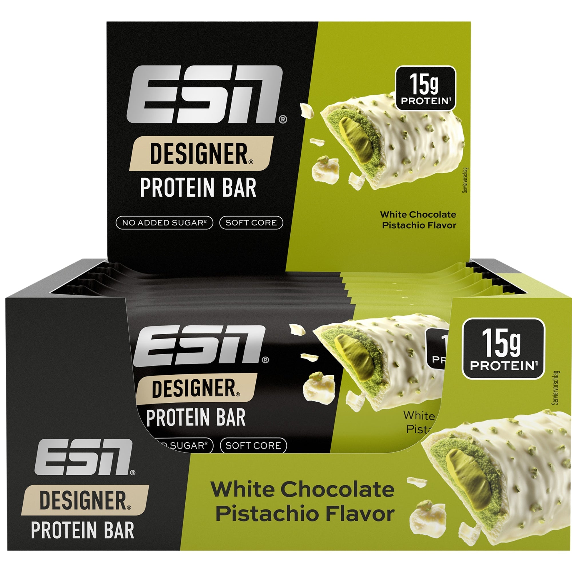 ESN Designer Bar White Chocolate Pistachio 12x45g - eiwitreep met 14g eiwit zonder toegevoegde suikers, kopen in Nederland en België