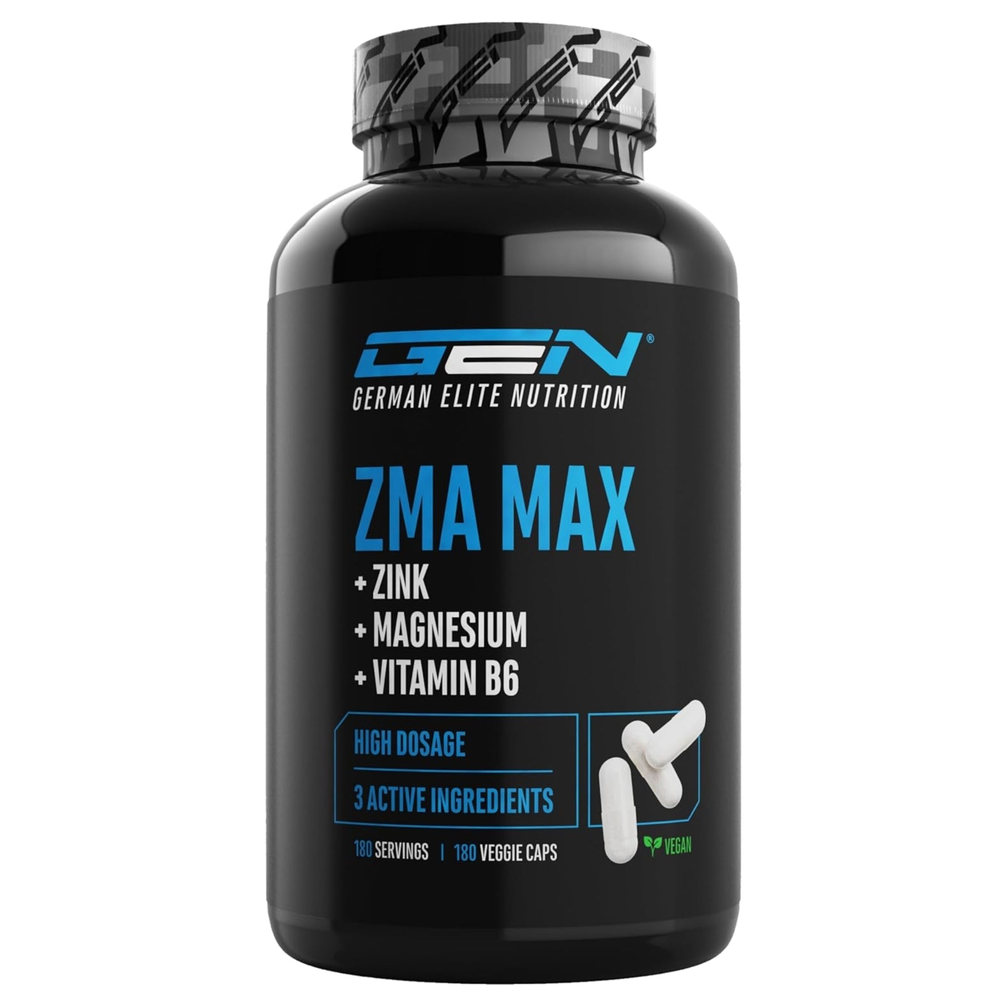 ZMA MAX (Zink, Triple Magnesium & Vitamin B6) | 180 Kapseln | German Elite Nutrition