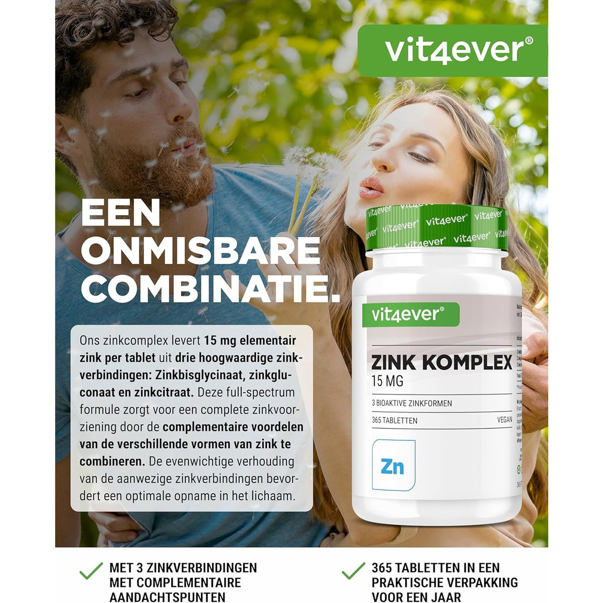 Zink Complex 15 mg | 365 Tabletten | Vit4ever