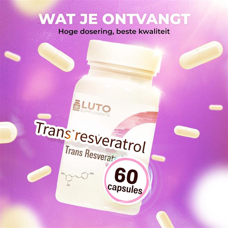 Premium kwaliteit LUTO Resveratrol - vegan, 100% natuurlijke ingrediënten, zonder kunstmatige geur- en kleurstoffen