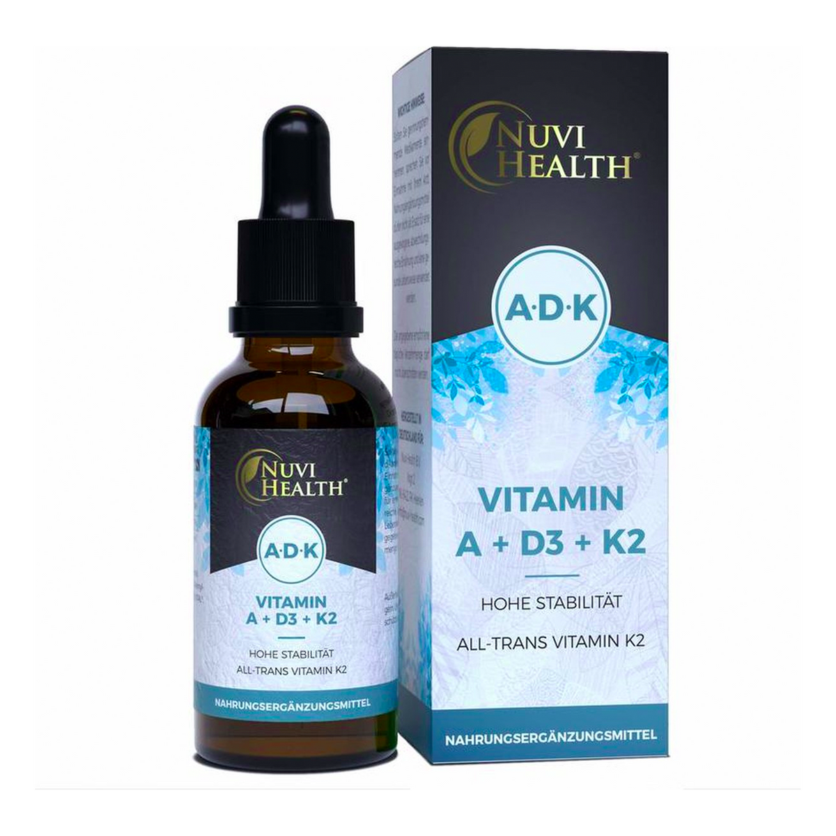 Nuvi Health Vitamin A 400 IE + D3 1000 IE + K2 20 mcg Tropfen 50 ML (XL Flasche) – Nahrungsergänzungsmittel | kaufen in Deutschland und Österreich