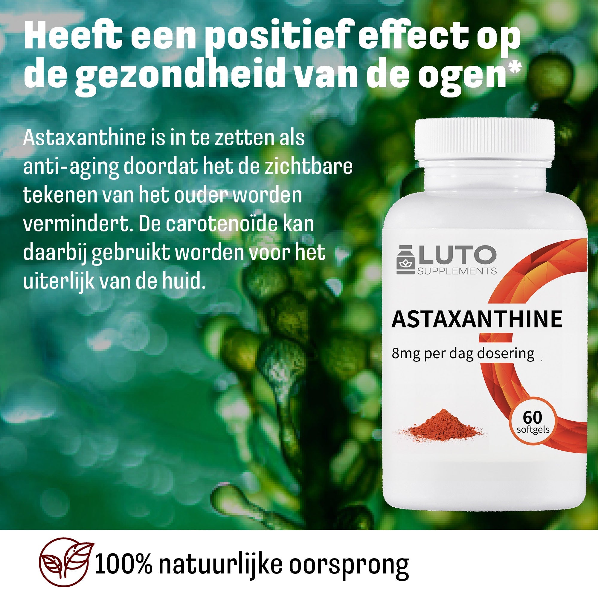 LUTO Astaxanthine softgels voor antioxidanten ondersteuning en huidgezondheid - dagelijkse dosering