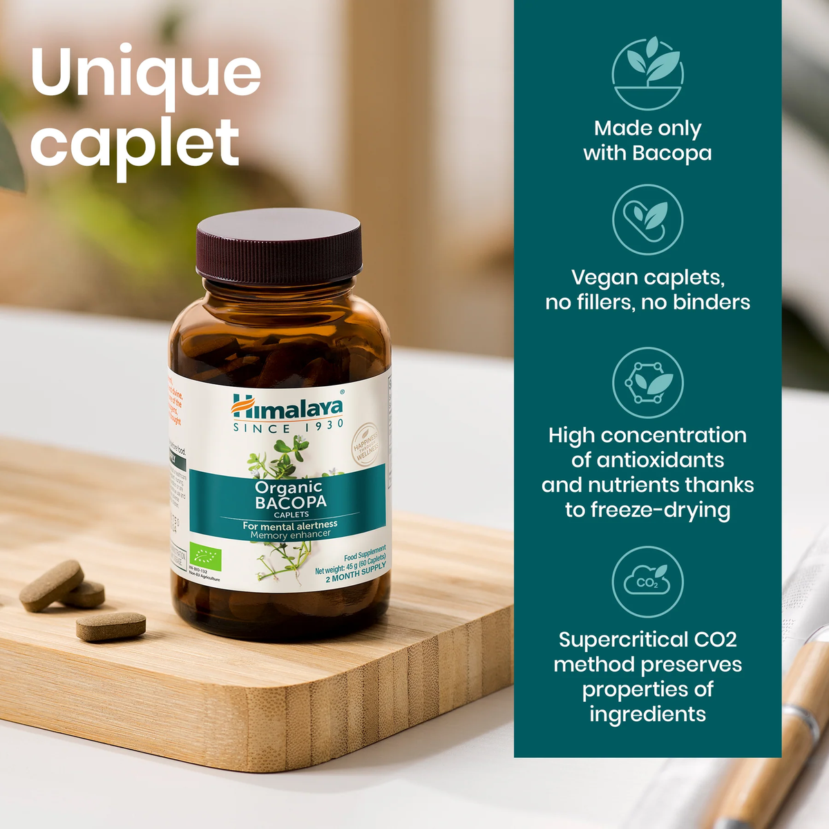 Organic Bacopa 750mg | 60 Tabletten | Himalaya