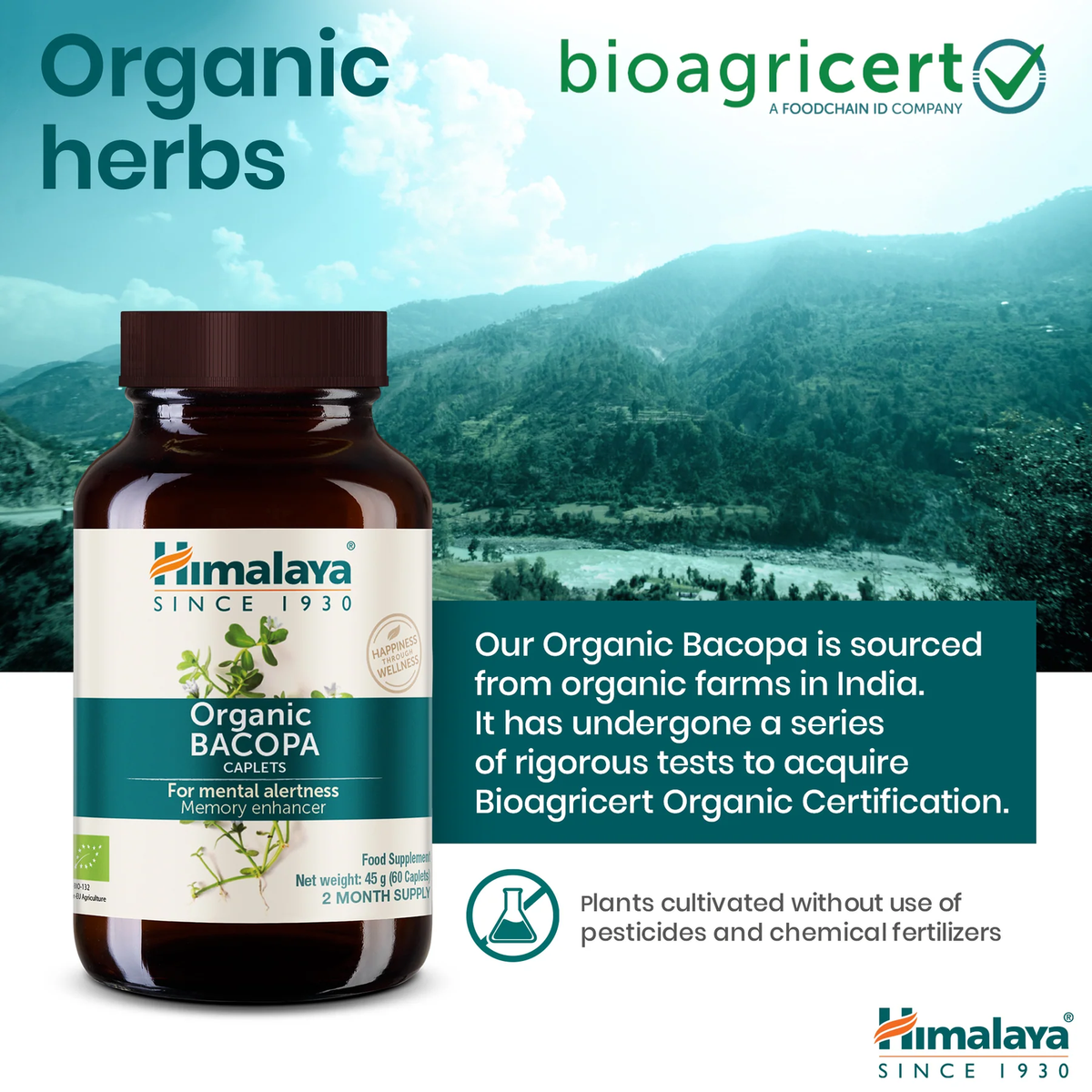 Organic Bacopa 750mg | 60 Tabletten | Himalaya
