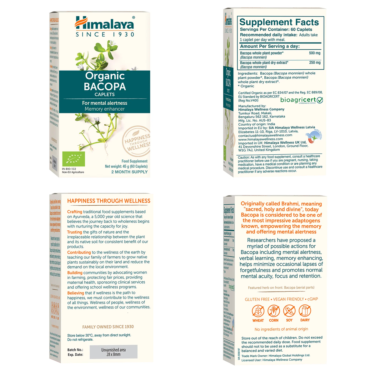 Organic Bacopa 750mg | 60 Tabletten | Himalaya