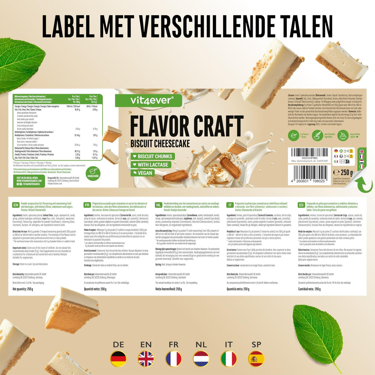 Flavor Craft Biscuit Cheesecake Geschmackspulver | 250g | Vit4ever