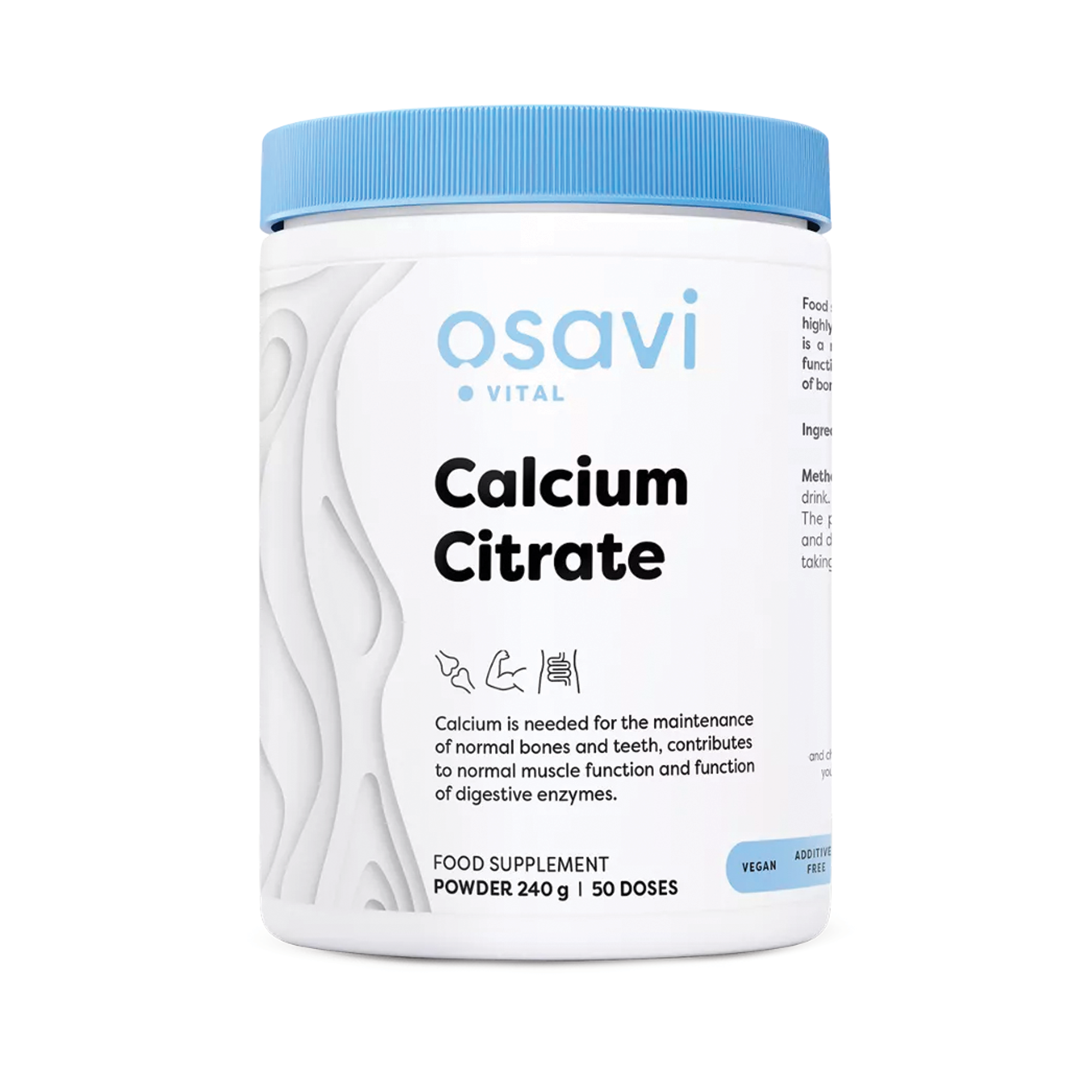 Osavi Calciumcitrat Pulver – 240 Gramm mit 960 mg Calcium pro Tagesdosis, 50 Portionen